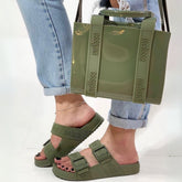 Combo Melissa Sandália Cozy Slide M-Lover e Bolsa Dulce Bag - Verde