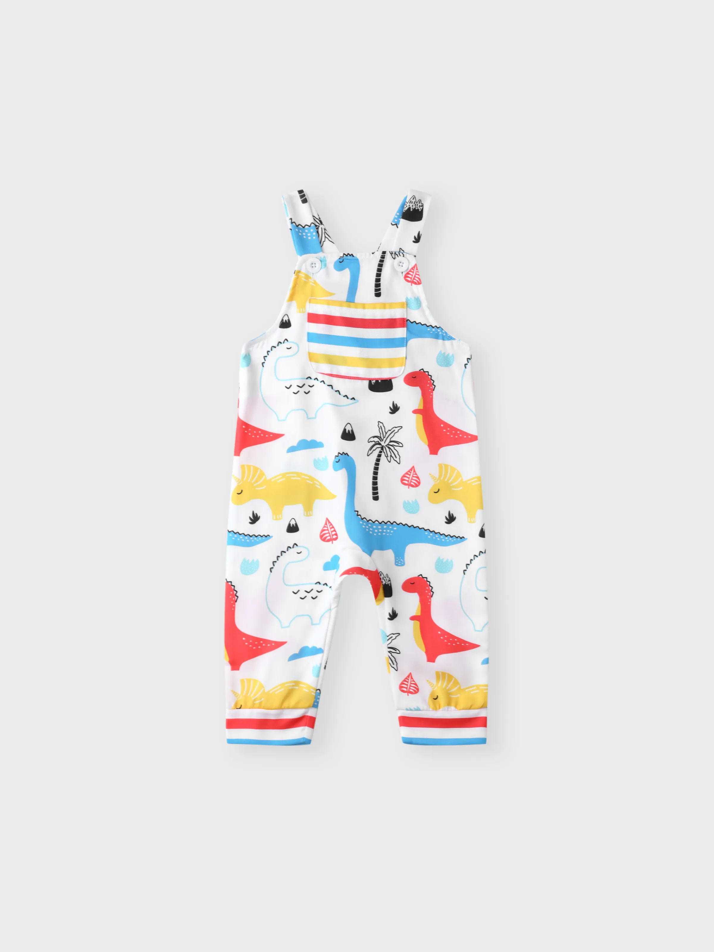 Baby Boy All Over Multicolor Dinosaur Print Sleeveless Jumpsuit Overalls Multi-color