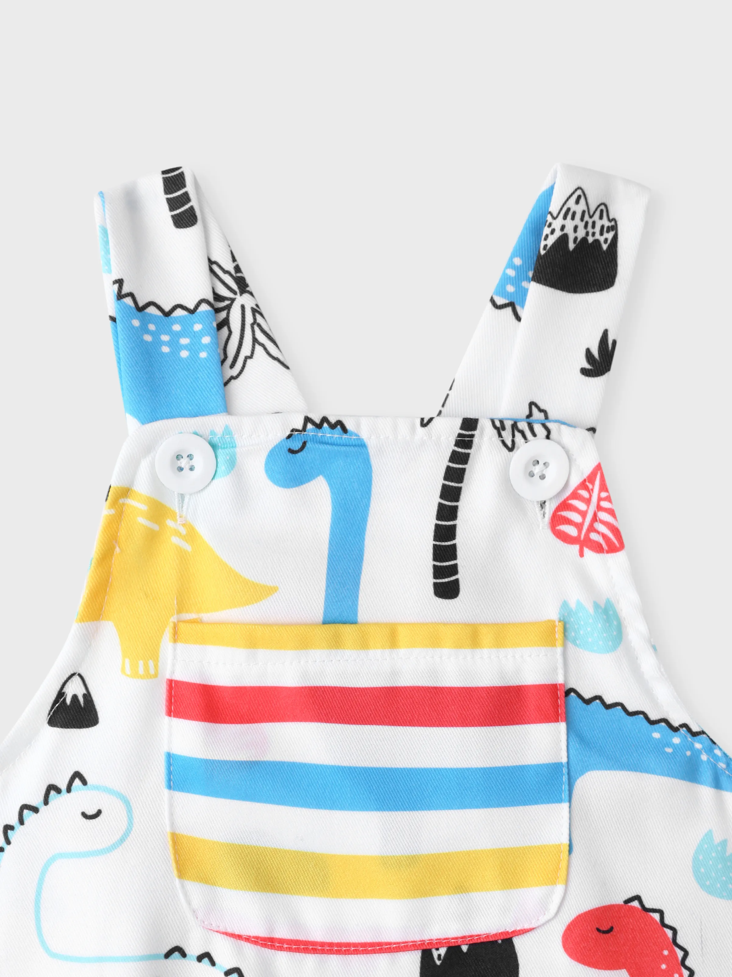 Baby Boy All Over Multicolor Dinosaur Print Sleeveless Jumpsuit Overalls Multi-color - Image 2
