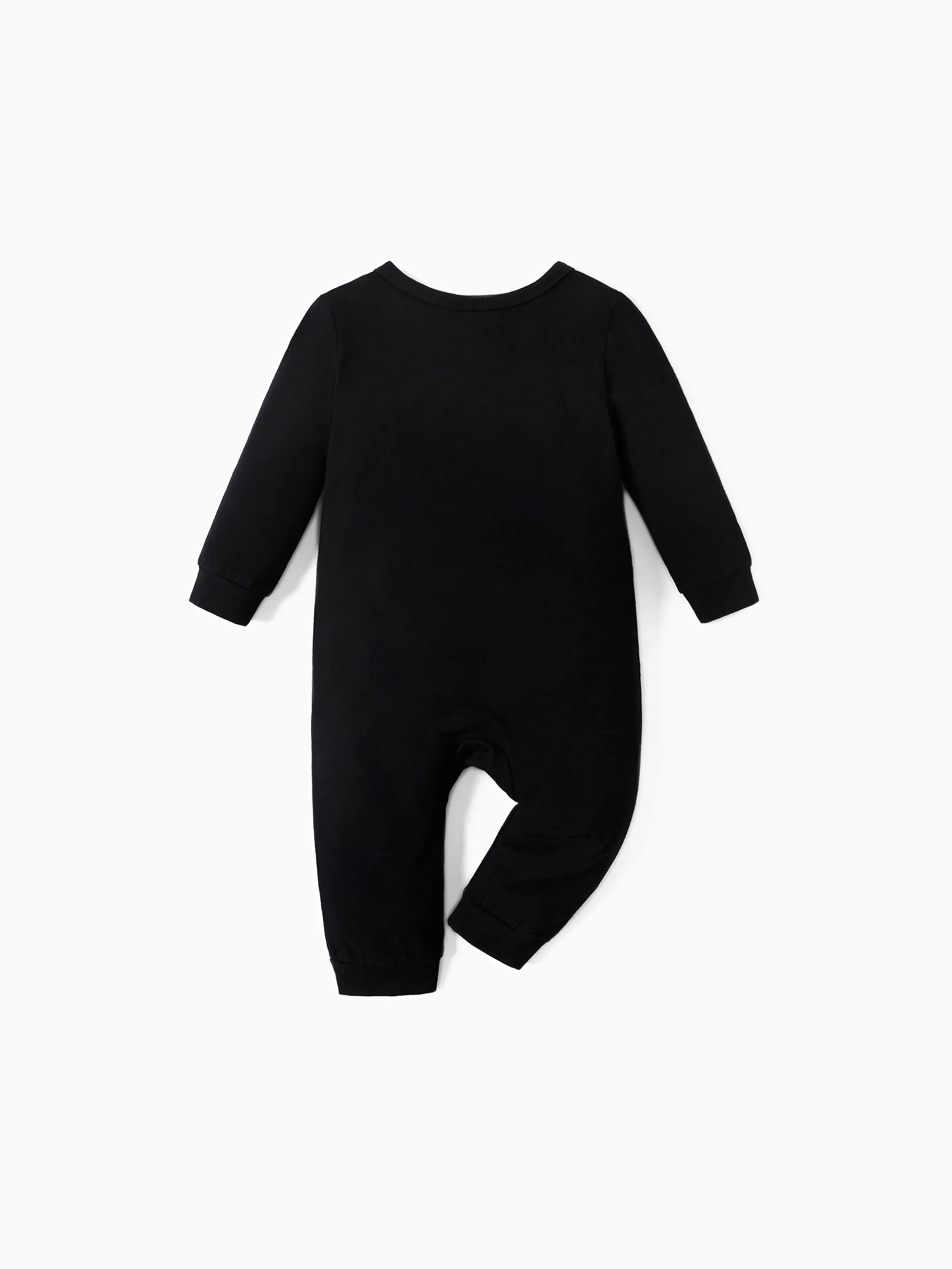 Baby Boy/Girl 95% Cotton Long-sleeve Love Heart and Letter Print Jumpsuit Black - Image 2