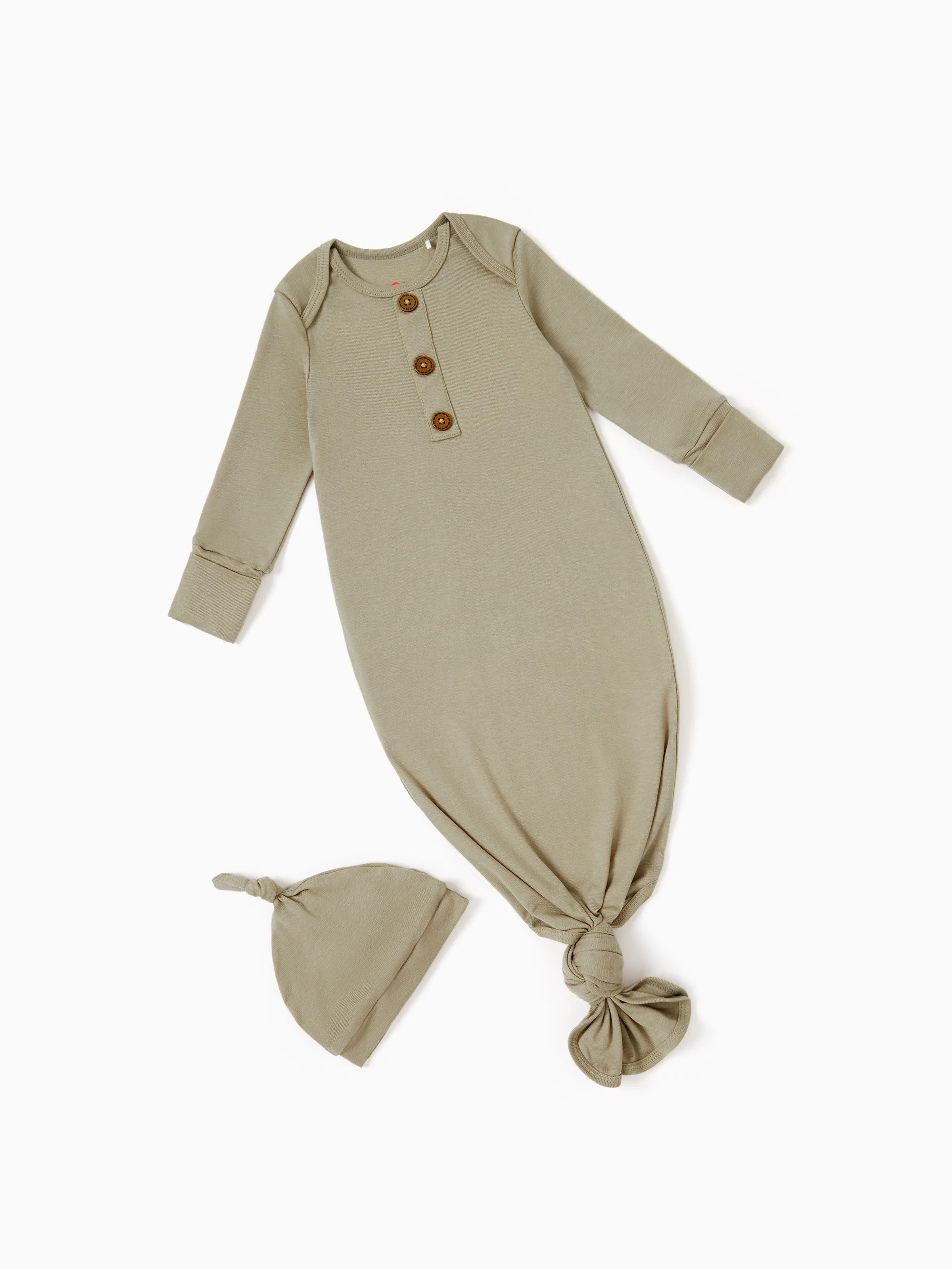 Baby Boy/Girl Solid Color Baby Sleeping Bag Infant Gown with Hat Light Green