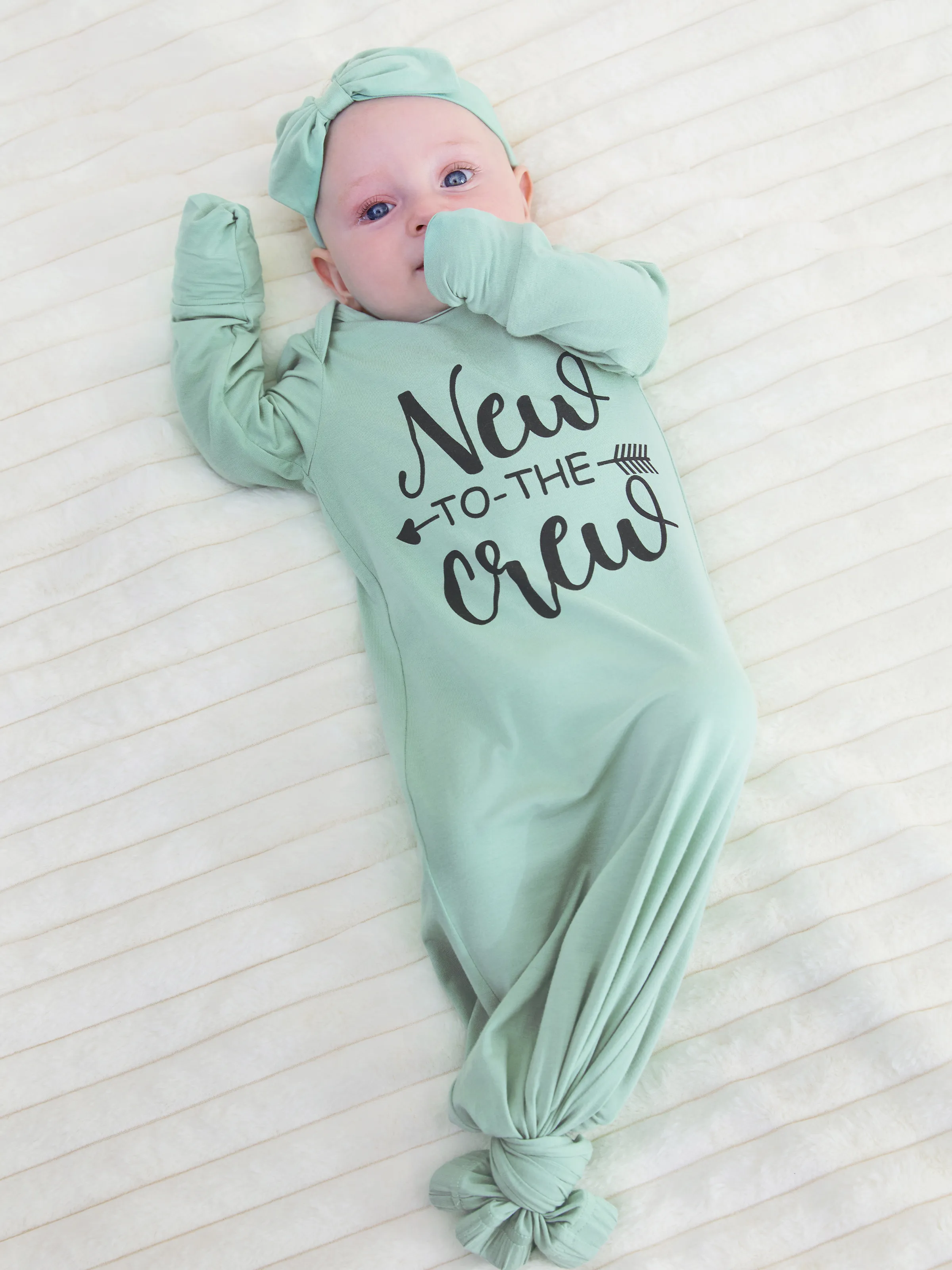 Baby / Girl Bamboo Sleeping Bag Infant Gown with Headband Light Green