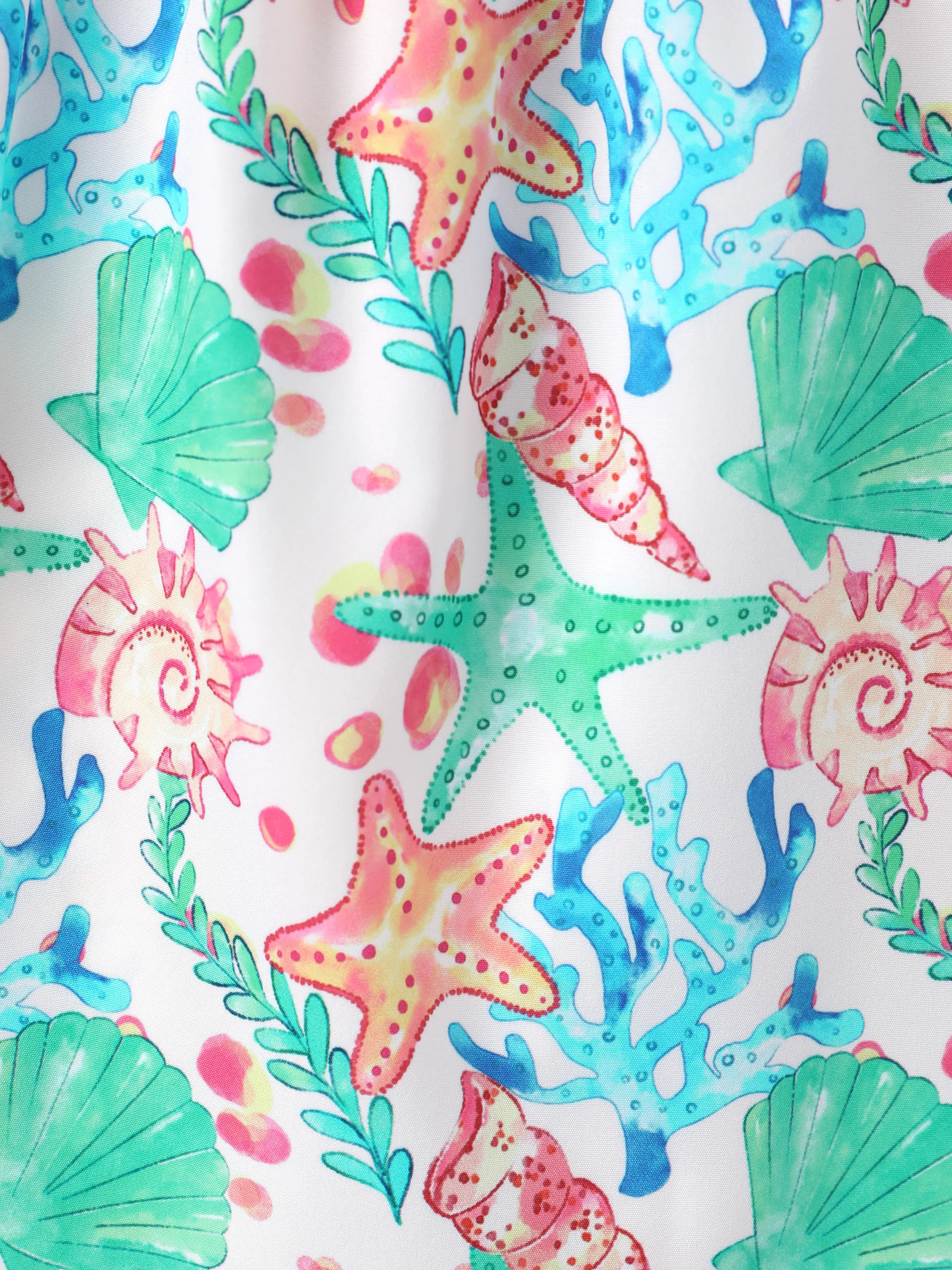 Ocean Vibes Baby Girl Tropical island Leaf Print Dress White - Image 3