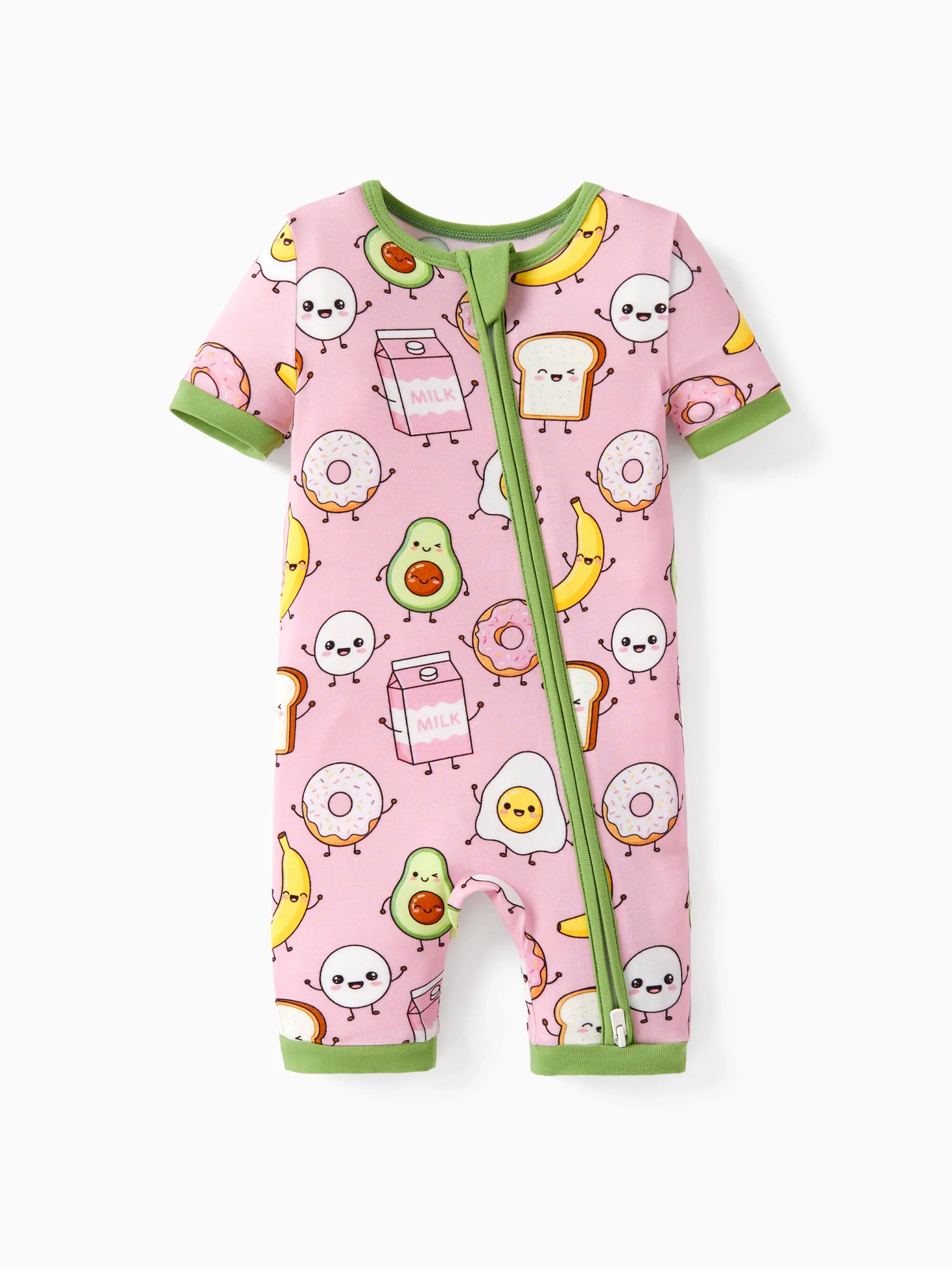 Bamboo Baby Boy / Girl 2-Way Zip Onesies Anti Slip Childlike Food Pattern Bamboo Sleepwear (Snug-Fitting)
Light Pink