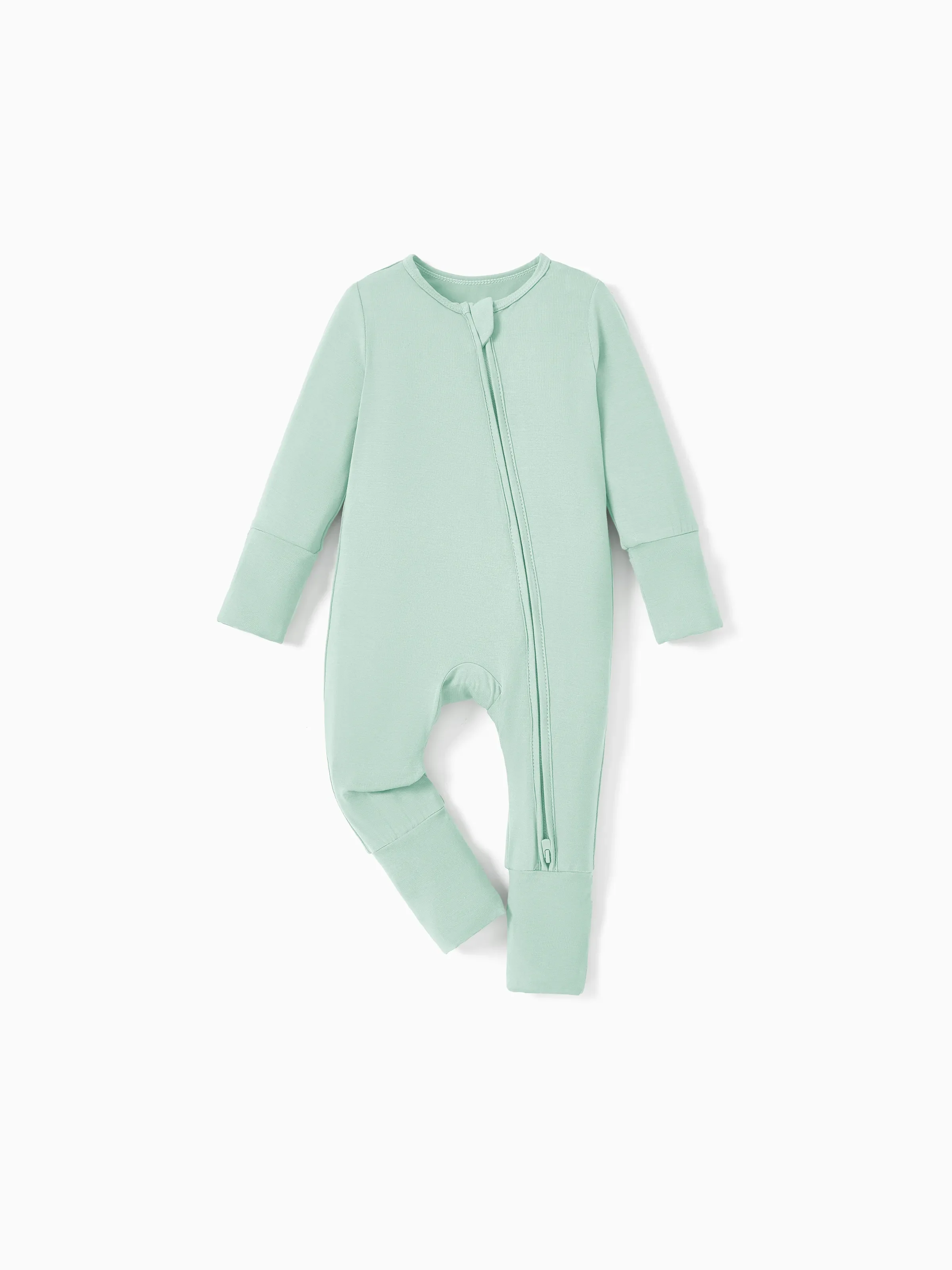 Bamboo Baby Boy / Girl Childlike Animal Pattern 2-way Zipper Footie Green - Image 9