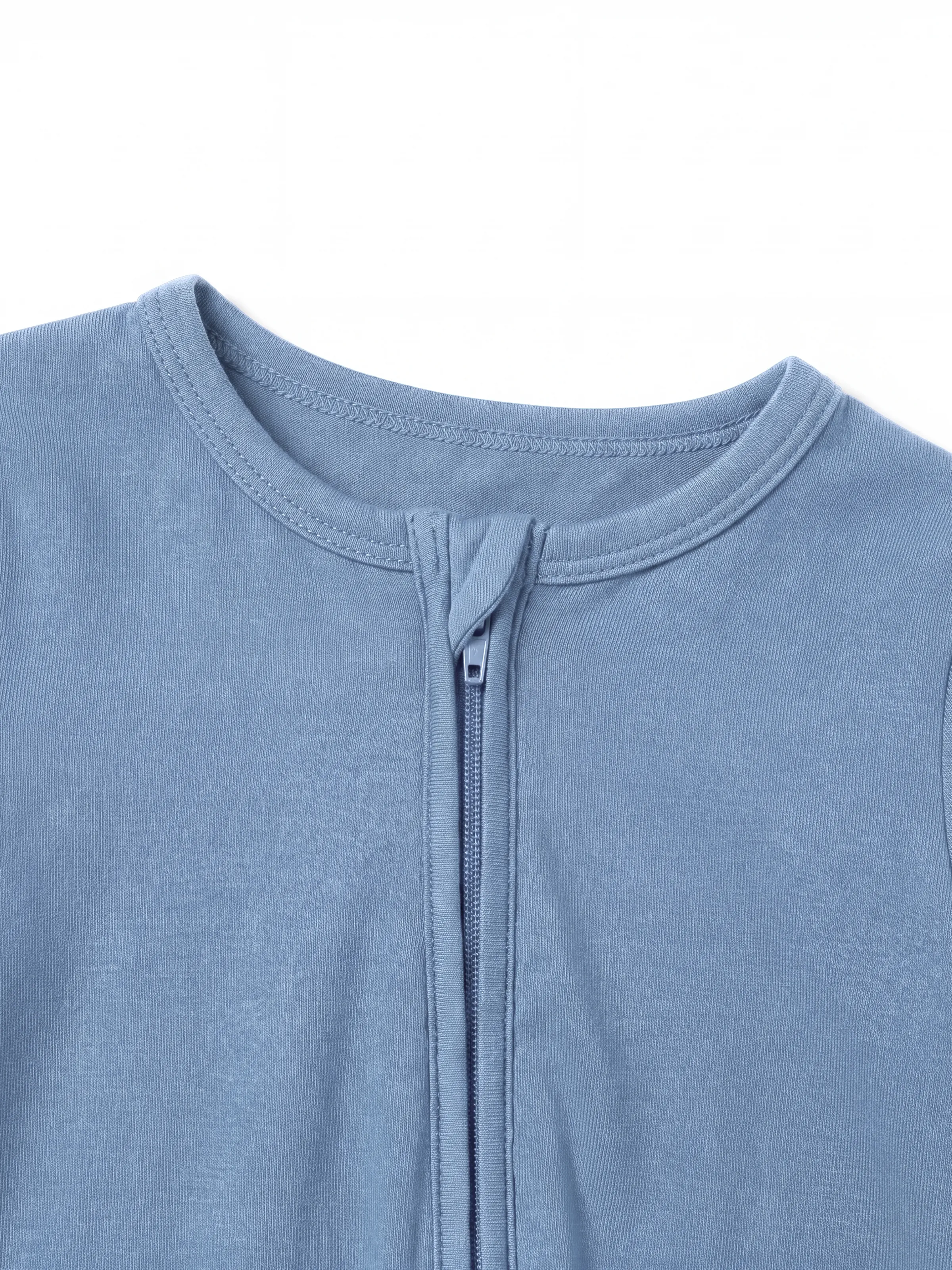 Bamboo Baby Boy/Girl Zip-Up Pajamas Bluish Grey - Image 3