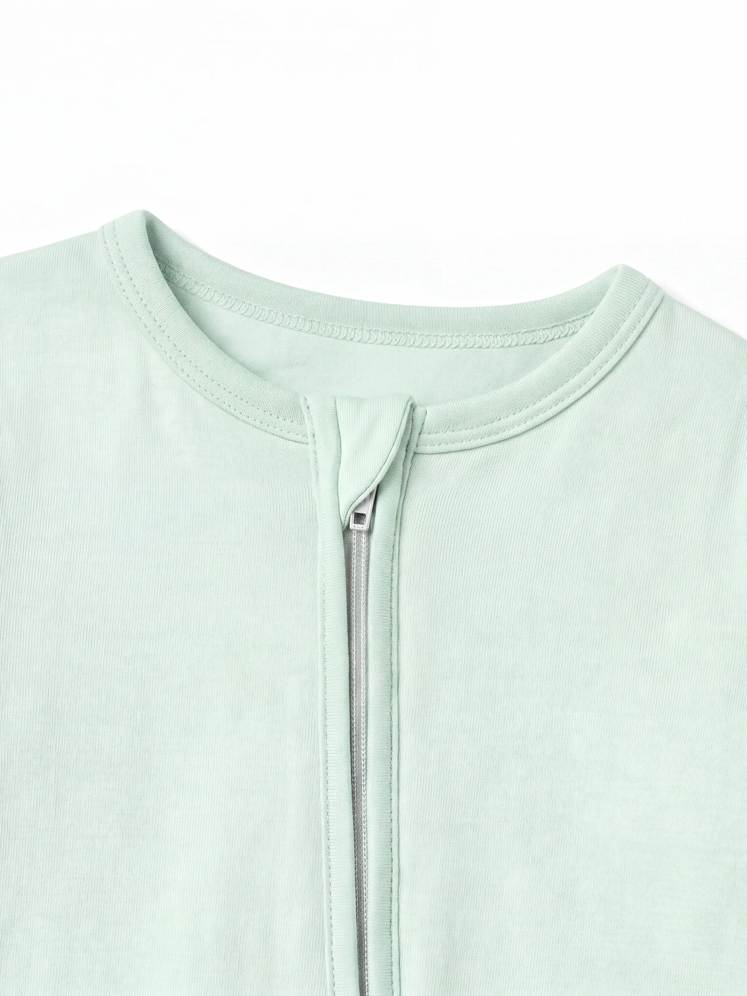 Bamboo Baby Boy/Girl Zip-Up Pajamas Pale Green - Image 3