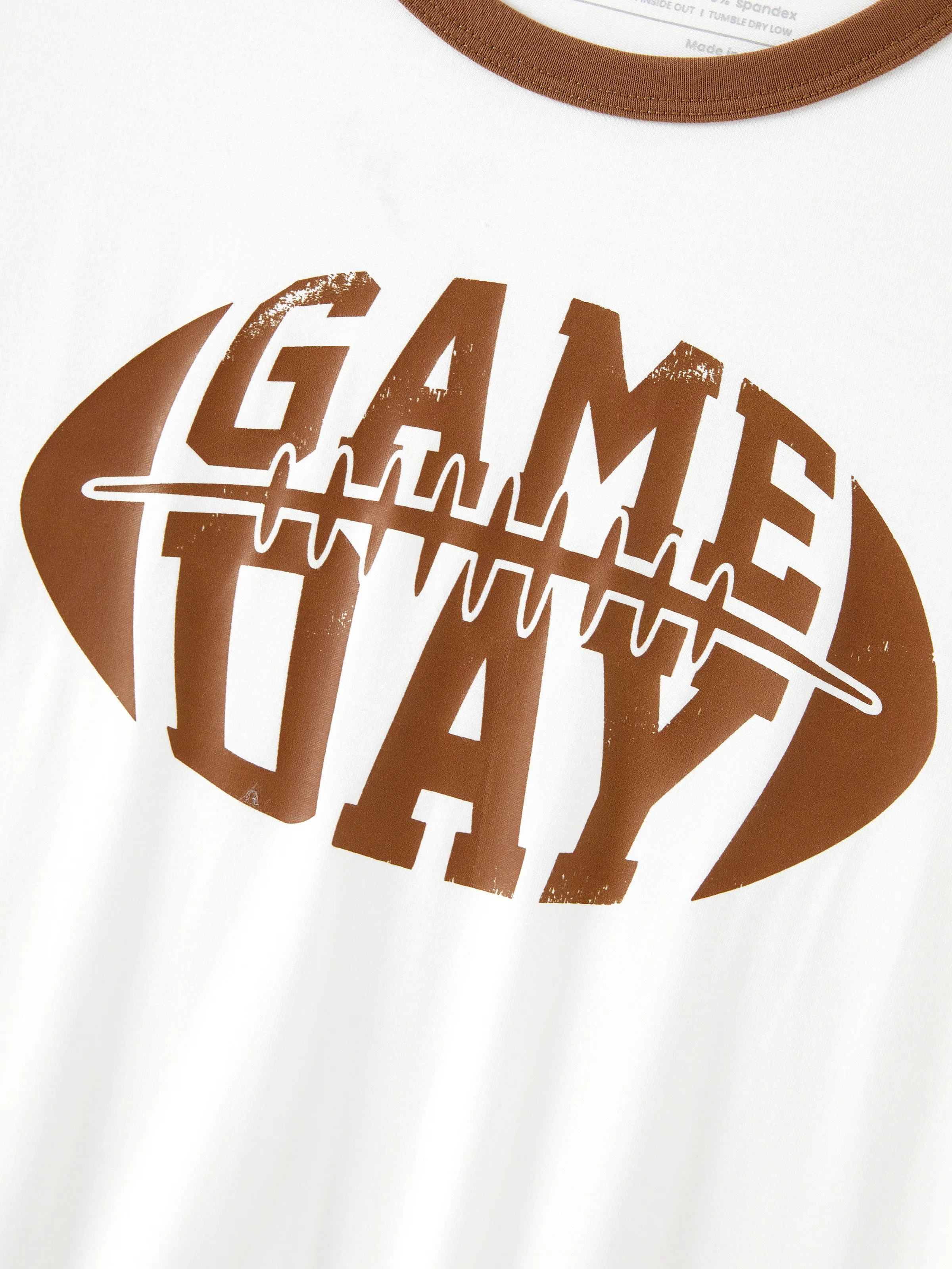 Bamboo Family Pajamas Football and Letter Print Short-sleeve Matching Pajama Set ( Snug-Fitting for Children ) Khaki - Image 7