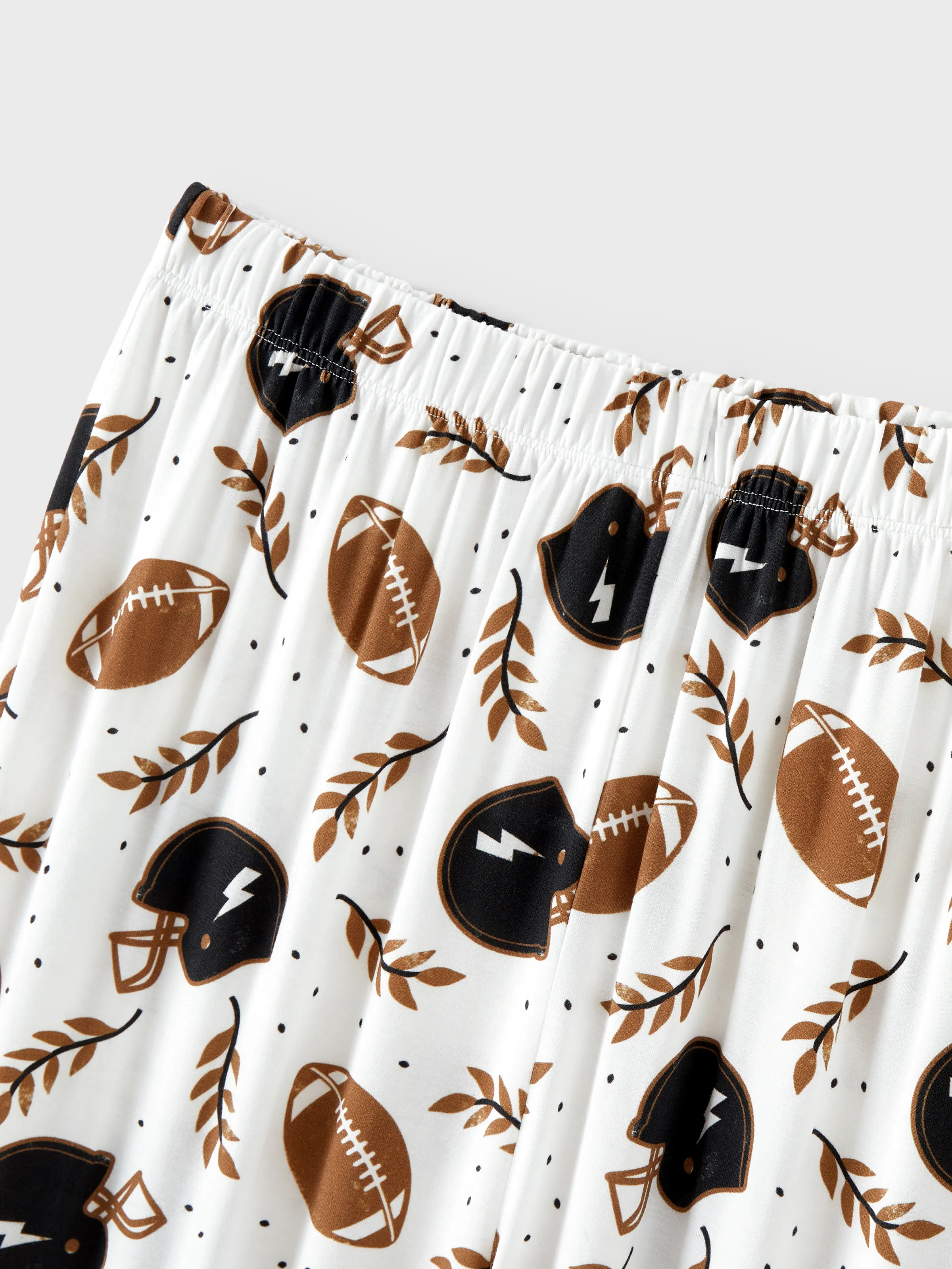 Bamboo Family Pajamas Football and Letter Print Short-sleeve Matching Pajama Set ( Snug-Fitting for Children ) Khaki - Image 8