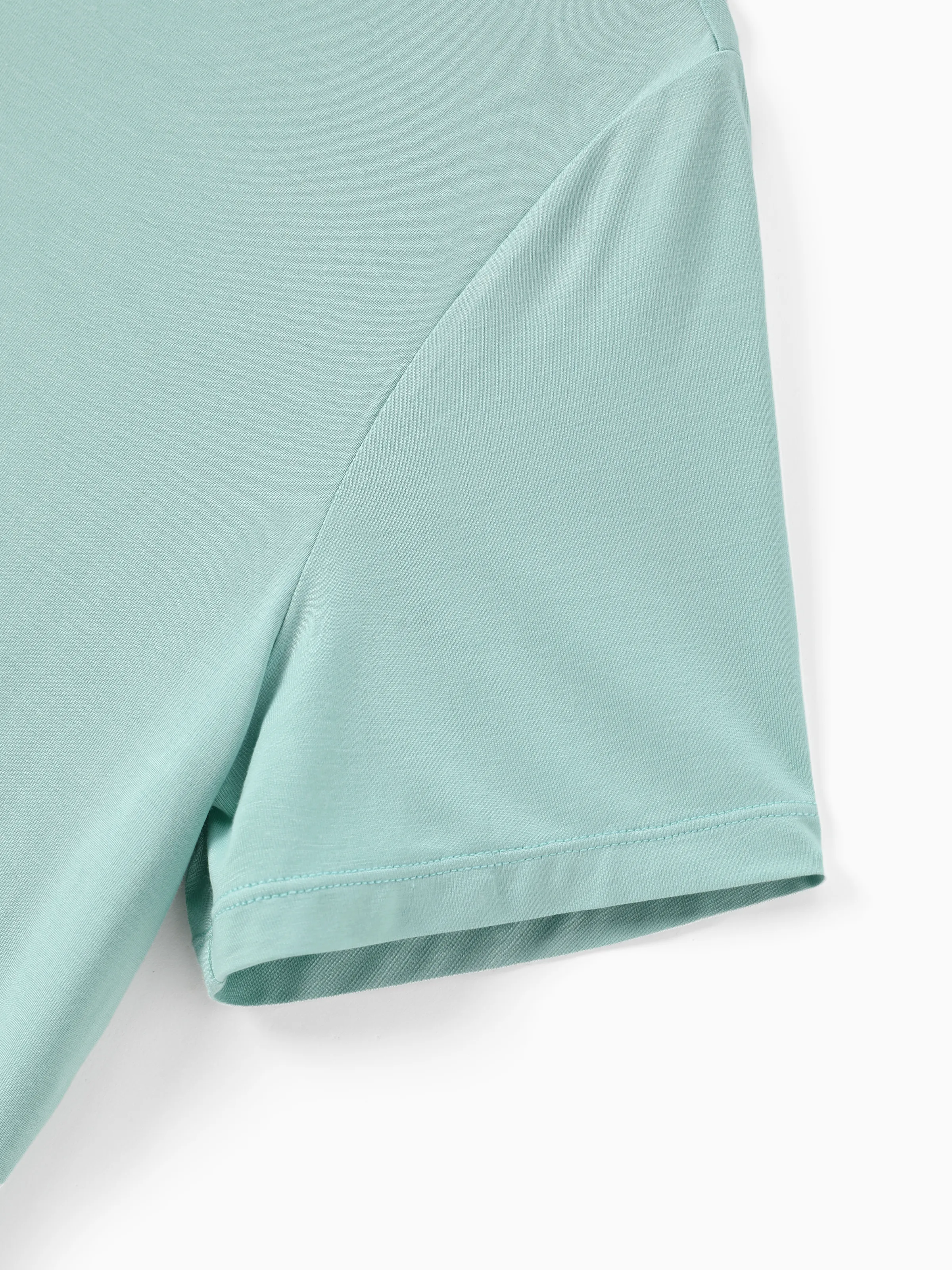 Bamboo Family Pajamas Solid Color Green Short Sleeve Matching Pajama Set ( Snug-Fitting for Children ) Green - Image 6