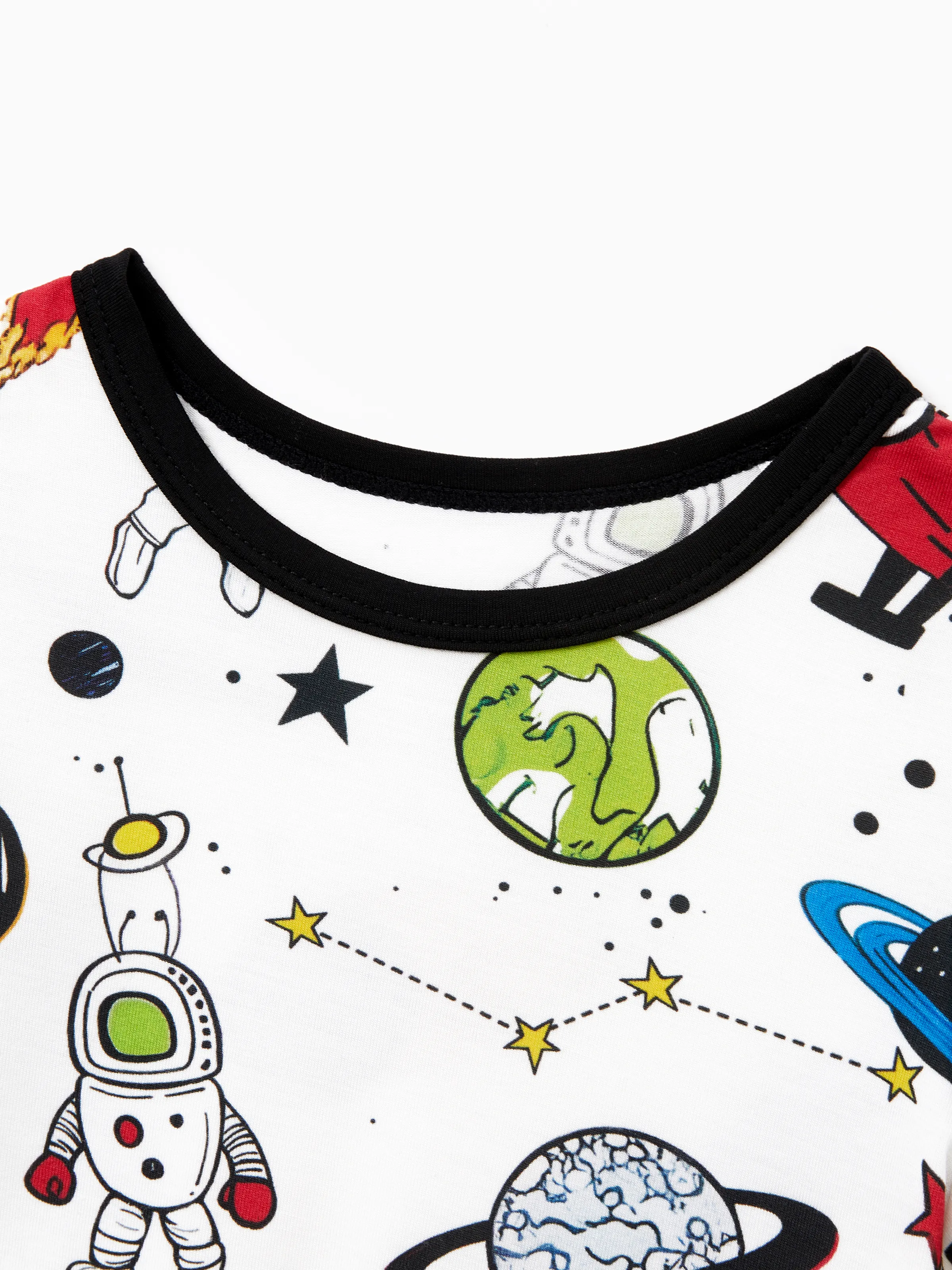 Bamboo Family Pajamas Space Theme Print Short-sleeve Matching Pajama set ( Snug-Fitting for Children ) White - Image 10