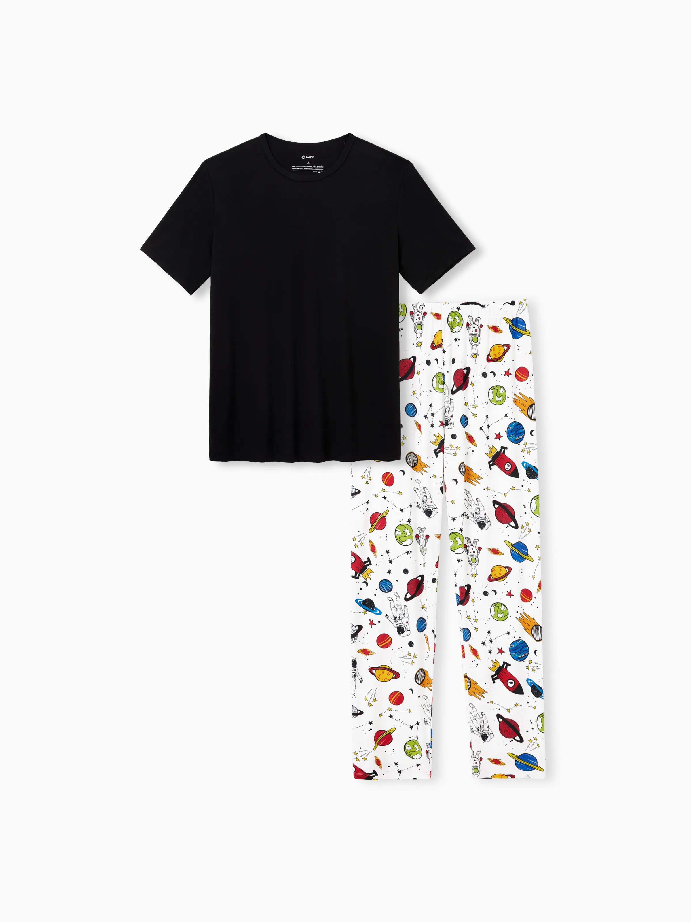 Bamboo Family Pajamas Space Theme Print Short-sleeve Matching Pajama set ( Snug-Fitting for Children ) White - Image 18