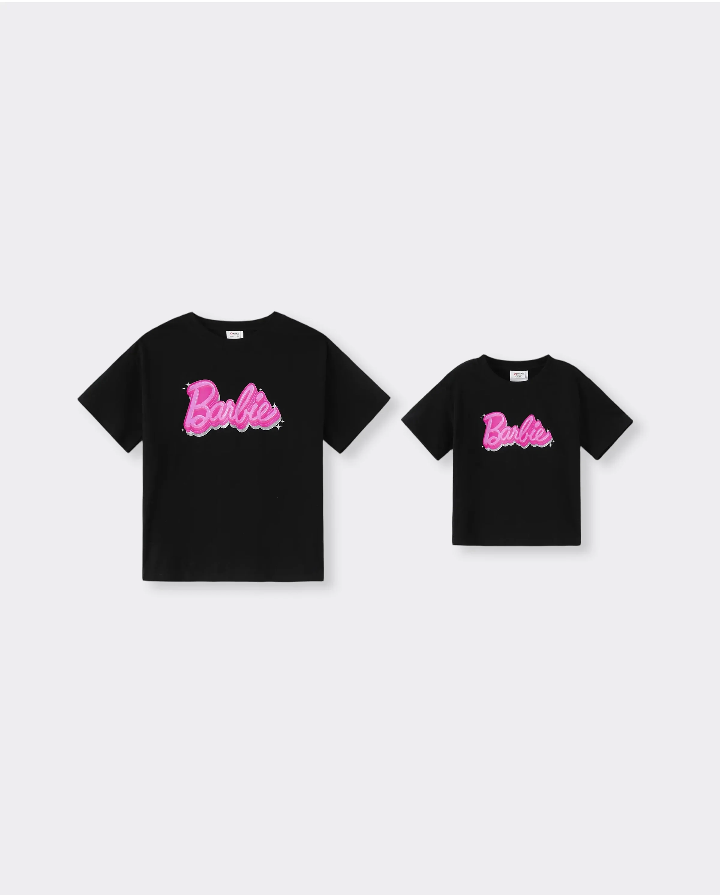 Barbie Mommy and Me Letter Print Short Sleeve Cotton Tee Black