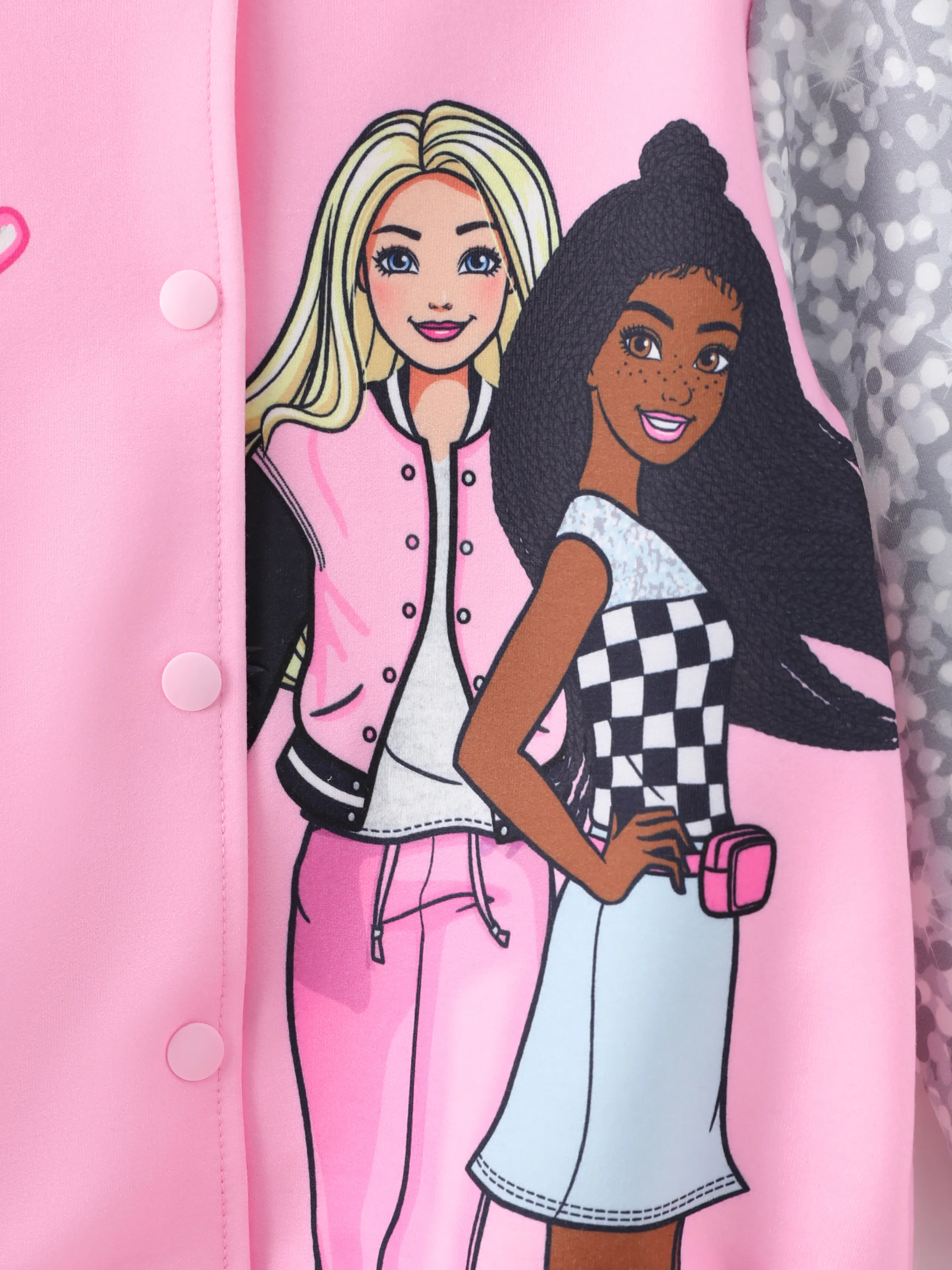Barbie Outfit Toddler/Kid Girl Naia™ Letter Print Colorblock Lightweight Bomber Jacket Pink - Image 2