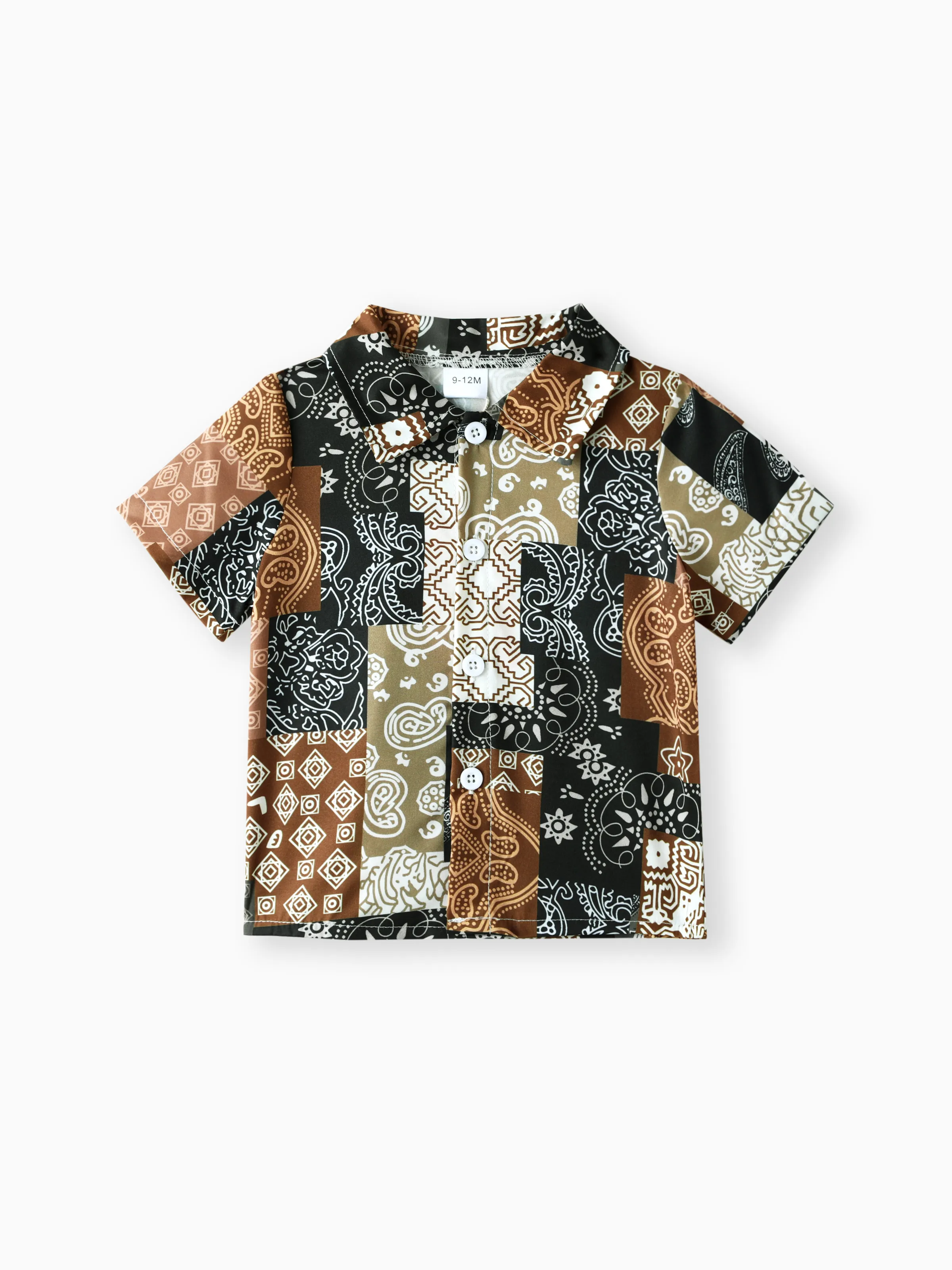 Casual Ethnic 2pcs Set for Baby Boy with Lapel, 100% Polyester, Regular Brown - Image 2
