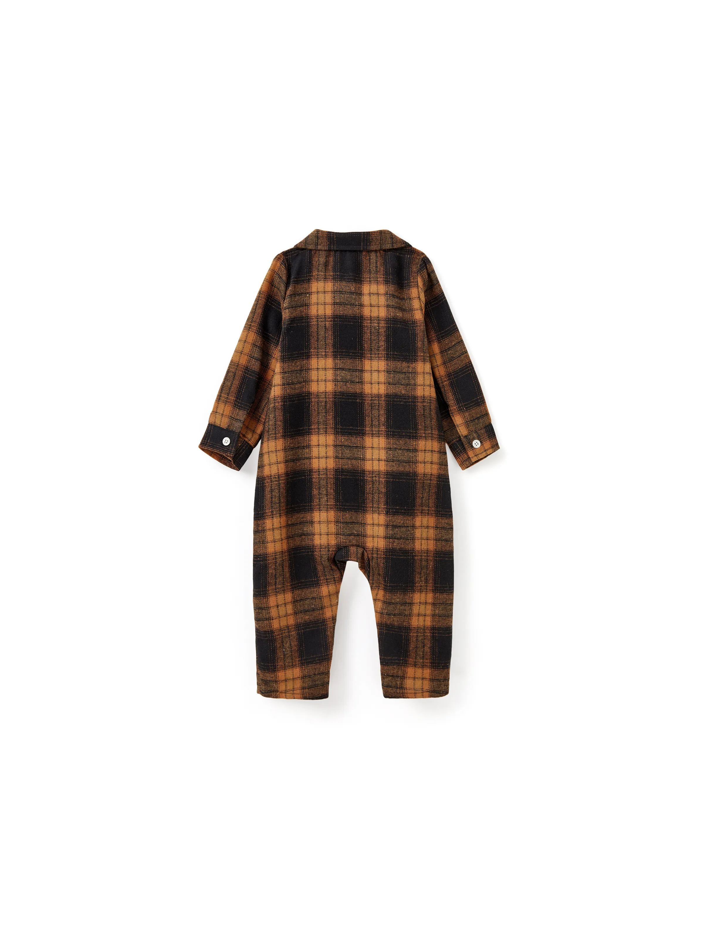 Christmas Family Matching Sets Brown&Black Check Plaid Long-sleeve Botton Dwon Top/Dress/Romper BrownishBlack - Image 13