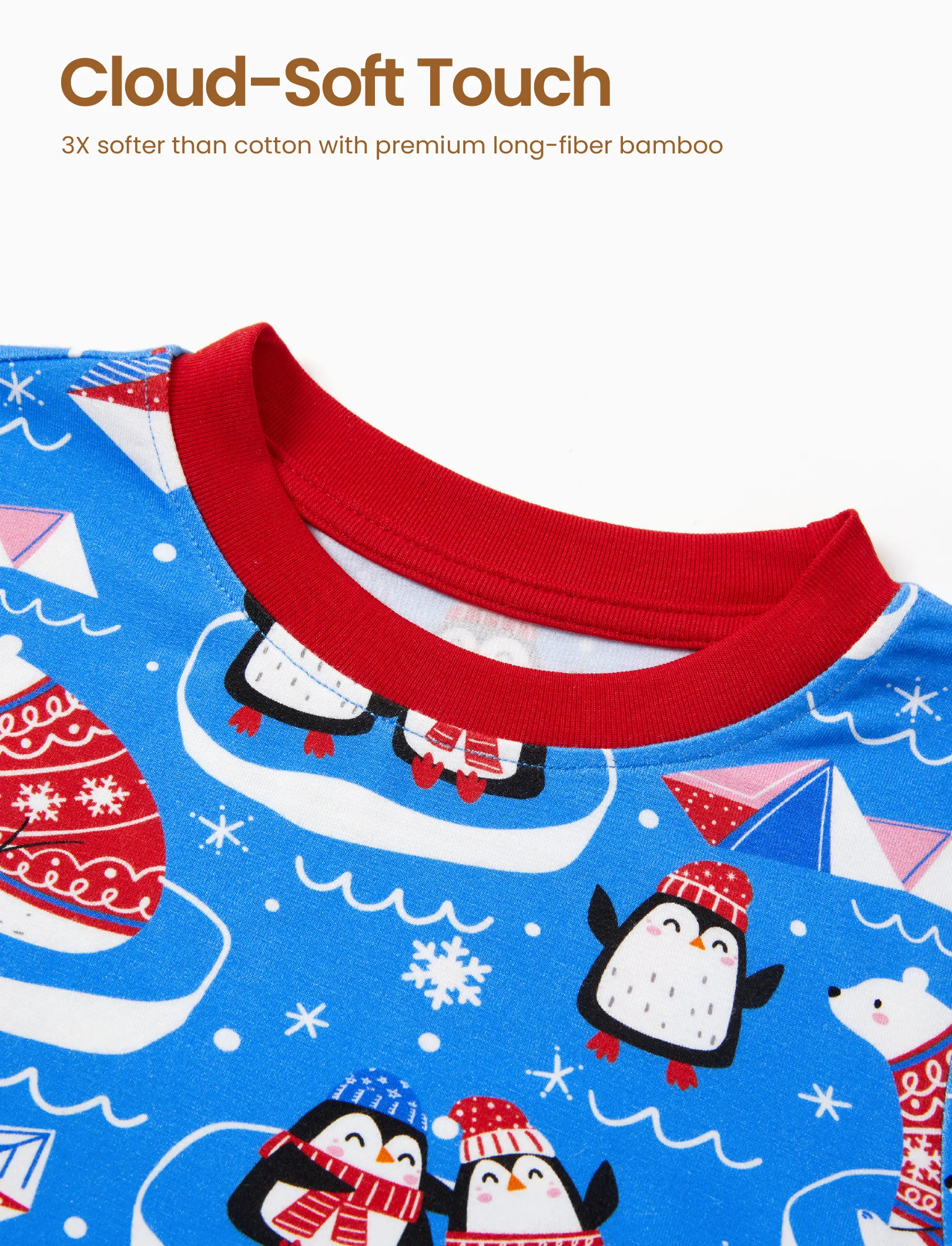 Christmas / Halloween Pajamas 2-piece Bamboo Pajamas Set With Playful Print for Toddler / Kids ( Snug-Fitting) Light Blue - Image 2