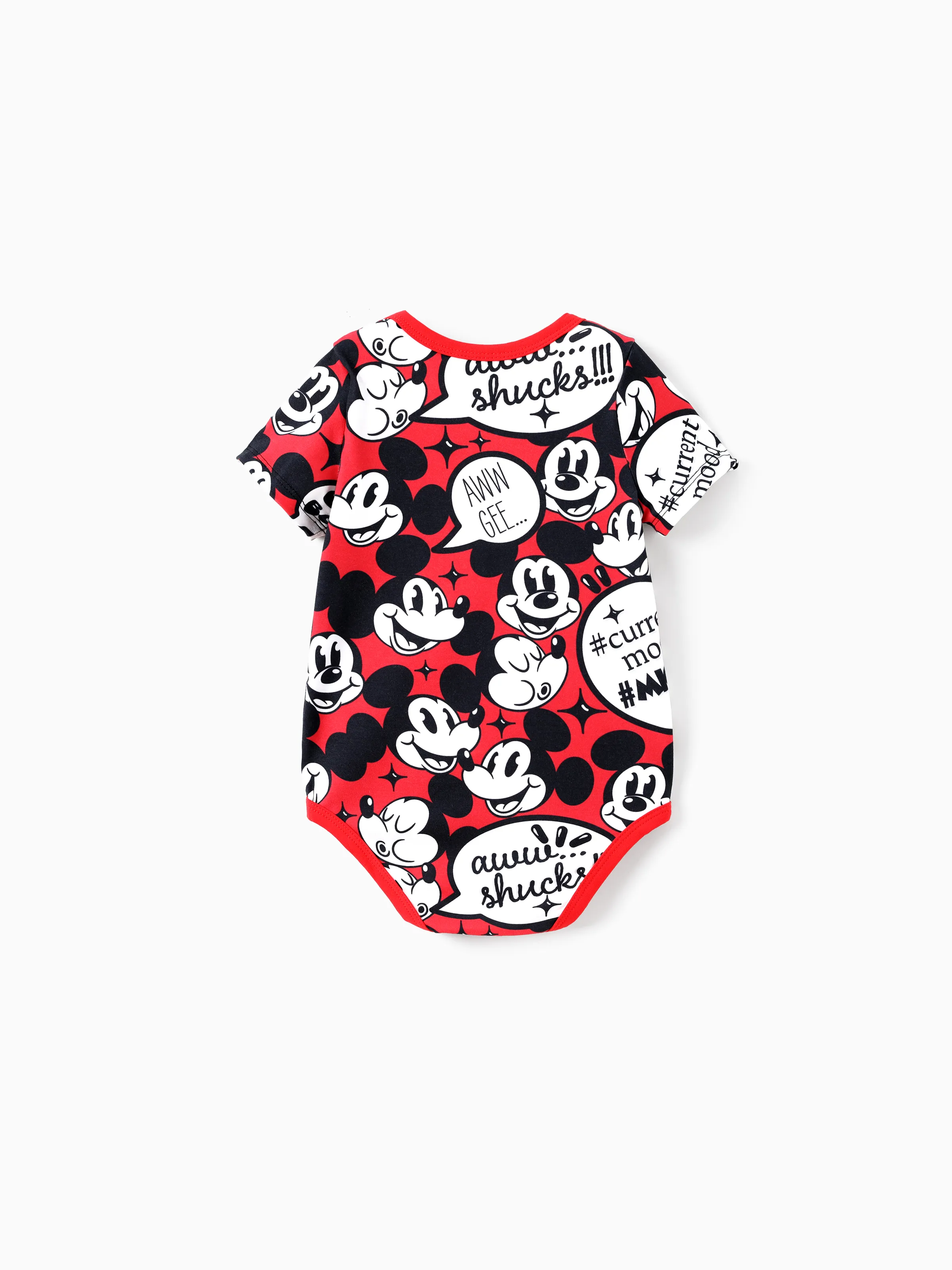Disney Mickey and Friends Daddy and Me Family matching 1pc Mickey Mouse Graffiti Cotton T-shirt or Colorblock Dress with Built-in Shorts & Pockets or Naia™ Allover Romper Red - Image 10
