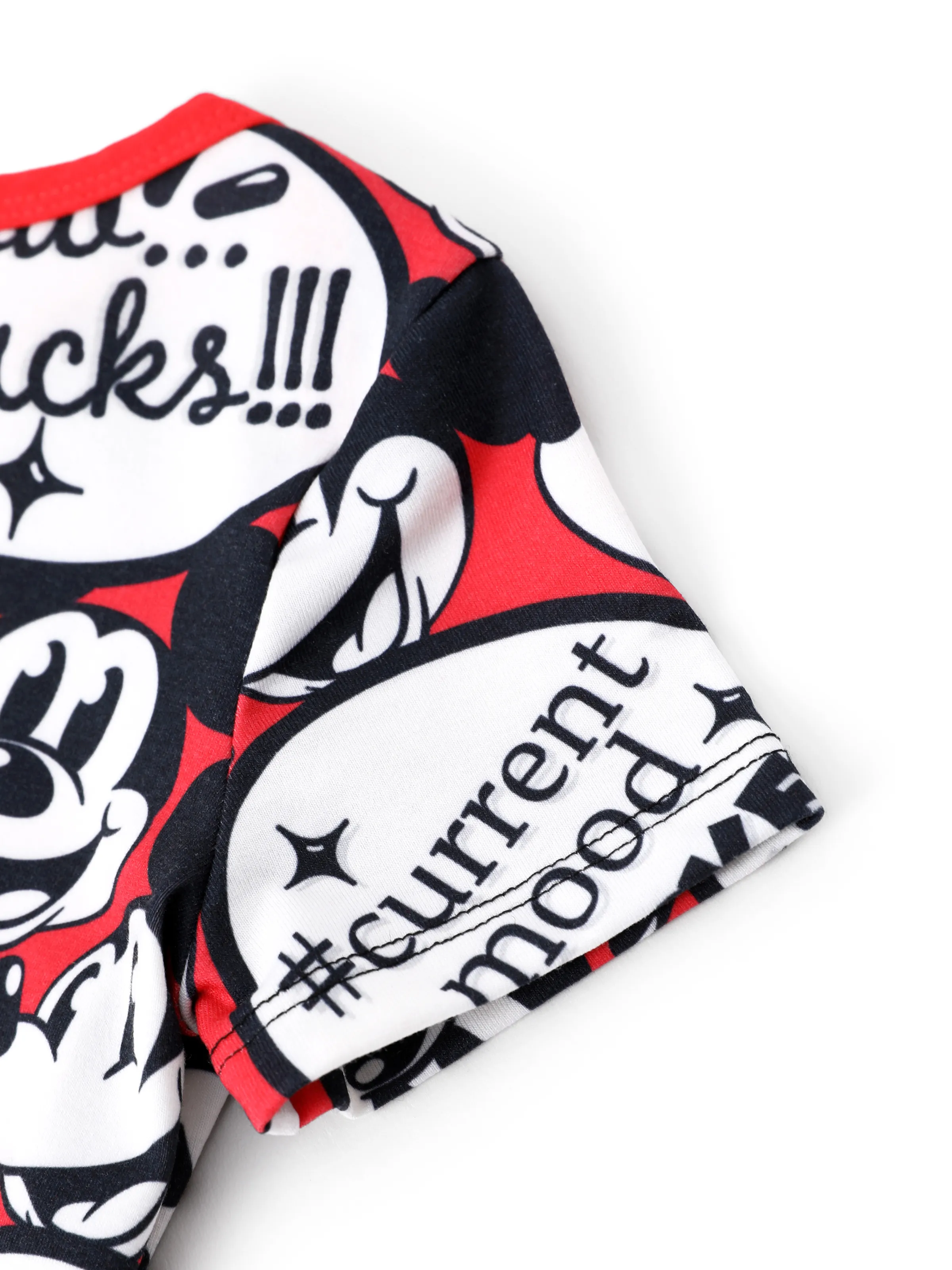 Disney Mickey and Friends Daddy and Me Family matching 1pc Mickey Mouse Graffiti Cotton T-shirt or Colorblock Dress with Built-in Shorts & Pockets or Naia™ Allover Romper Red - Image 12