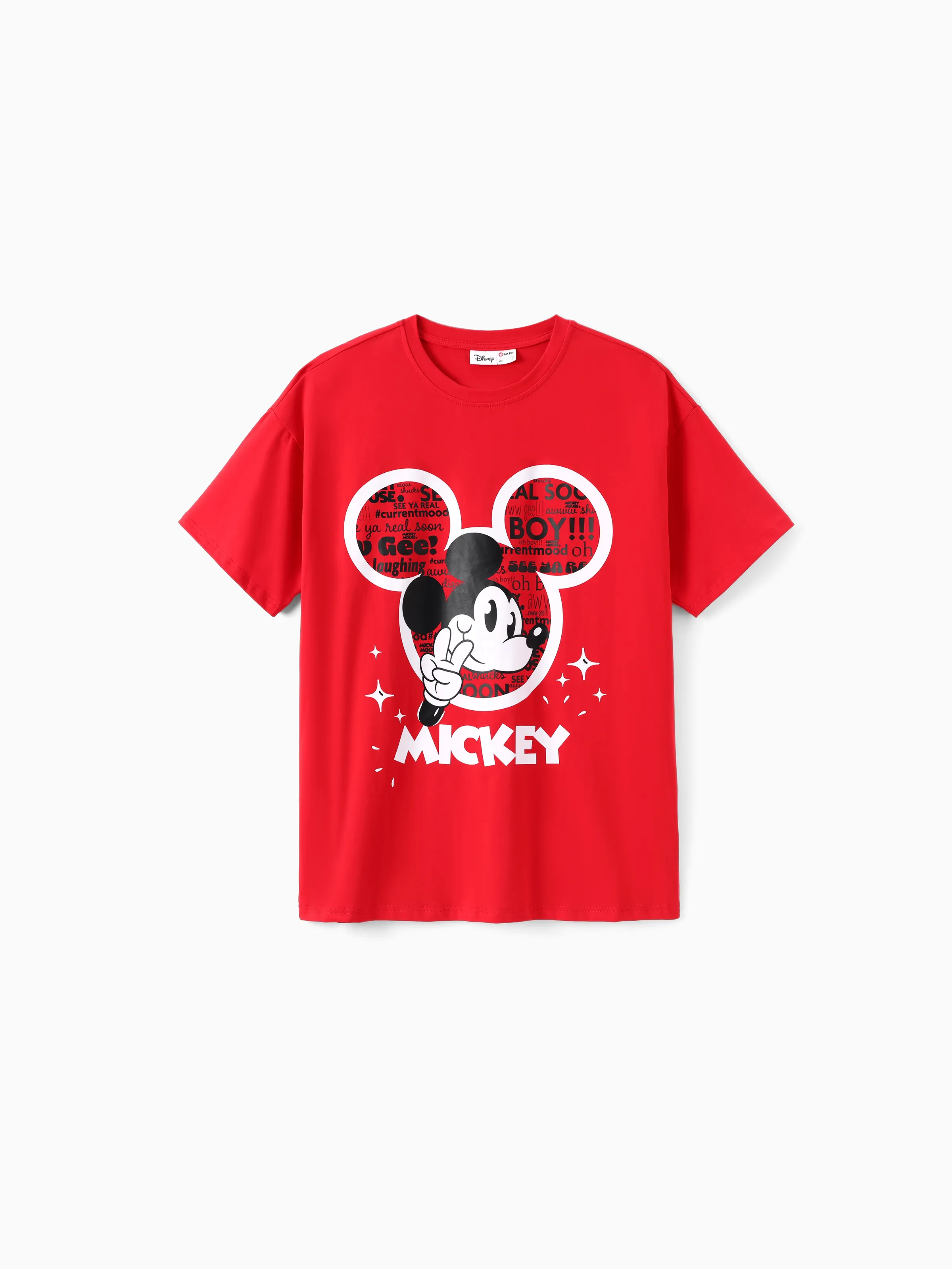 Disney Mickey and Friends Daddy and Me Family matching 1pc Mickey Mouse Graffiti Cotton T-shirt or Colorblock Dress with Built-in Shorts & Pockets or Naia™ Allover Romper Red - Image 4
