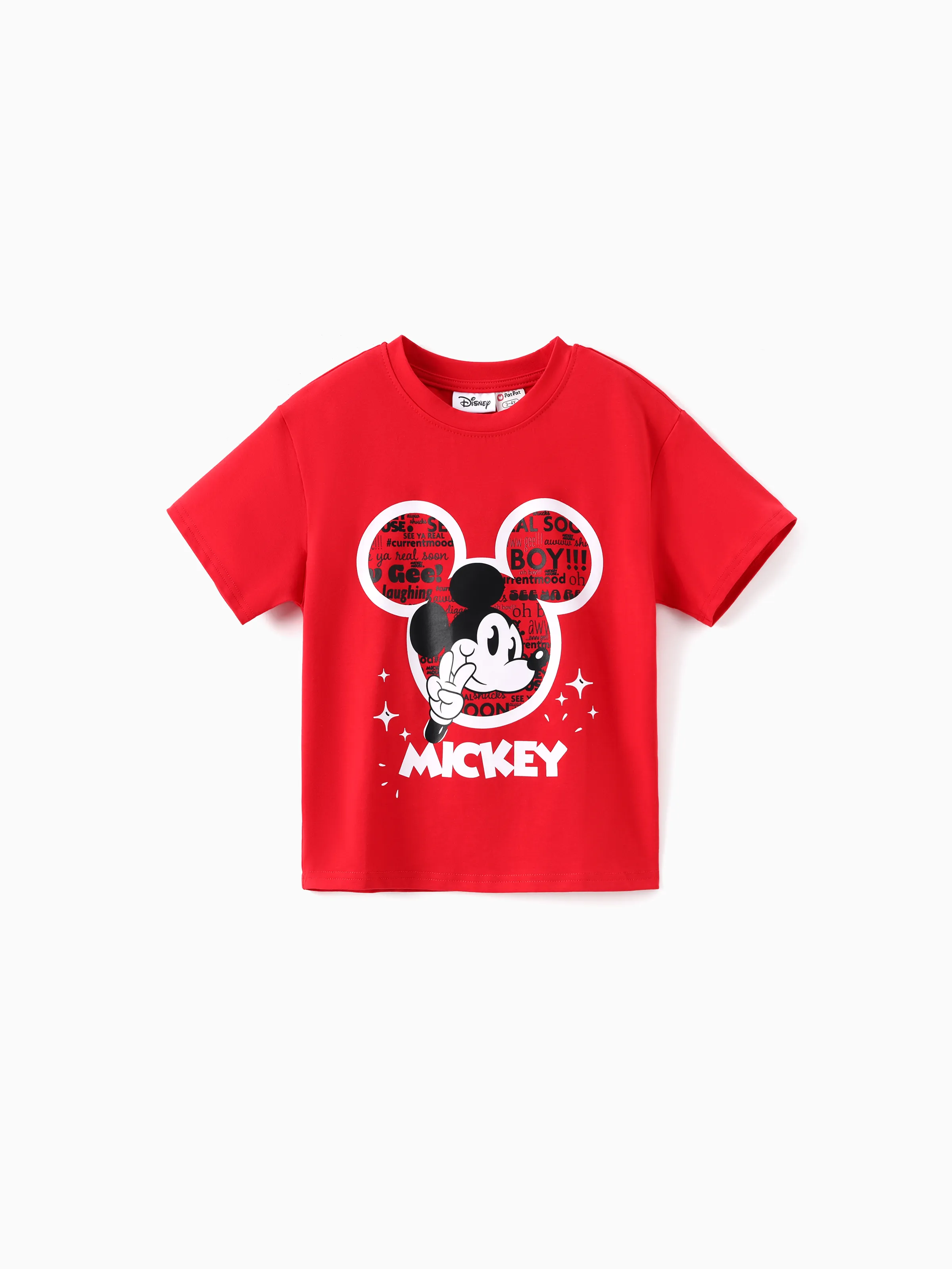 Disney Mickey and Friends Daddy and Me Family matching 1pc Mickey Mouse Graffiti Cotton T-shirt or Colorblock Dress with Built-in Shorts & Pockets or Naia™ Allover Romper Red - Image 7