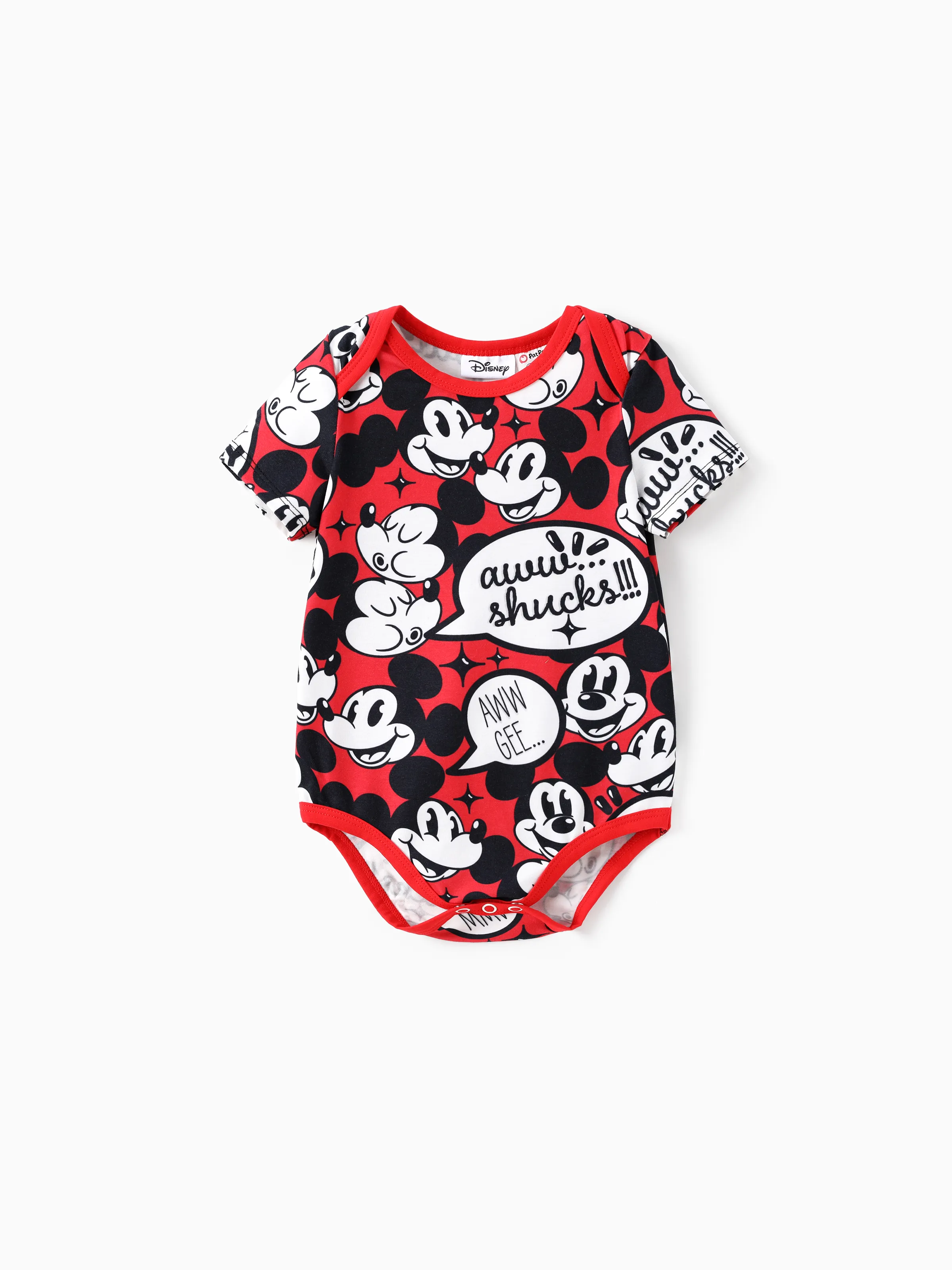 Disney Mickey and Friends Daddy and Me Family matching 1pc Mickey Mouse Graffiti Cotton T-shirt or Colorblock Dress with Built-in Shorts & Pockets or Naia™ Allover Romper Red - Image 9