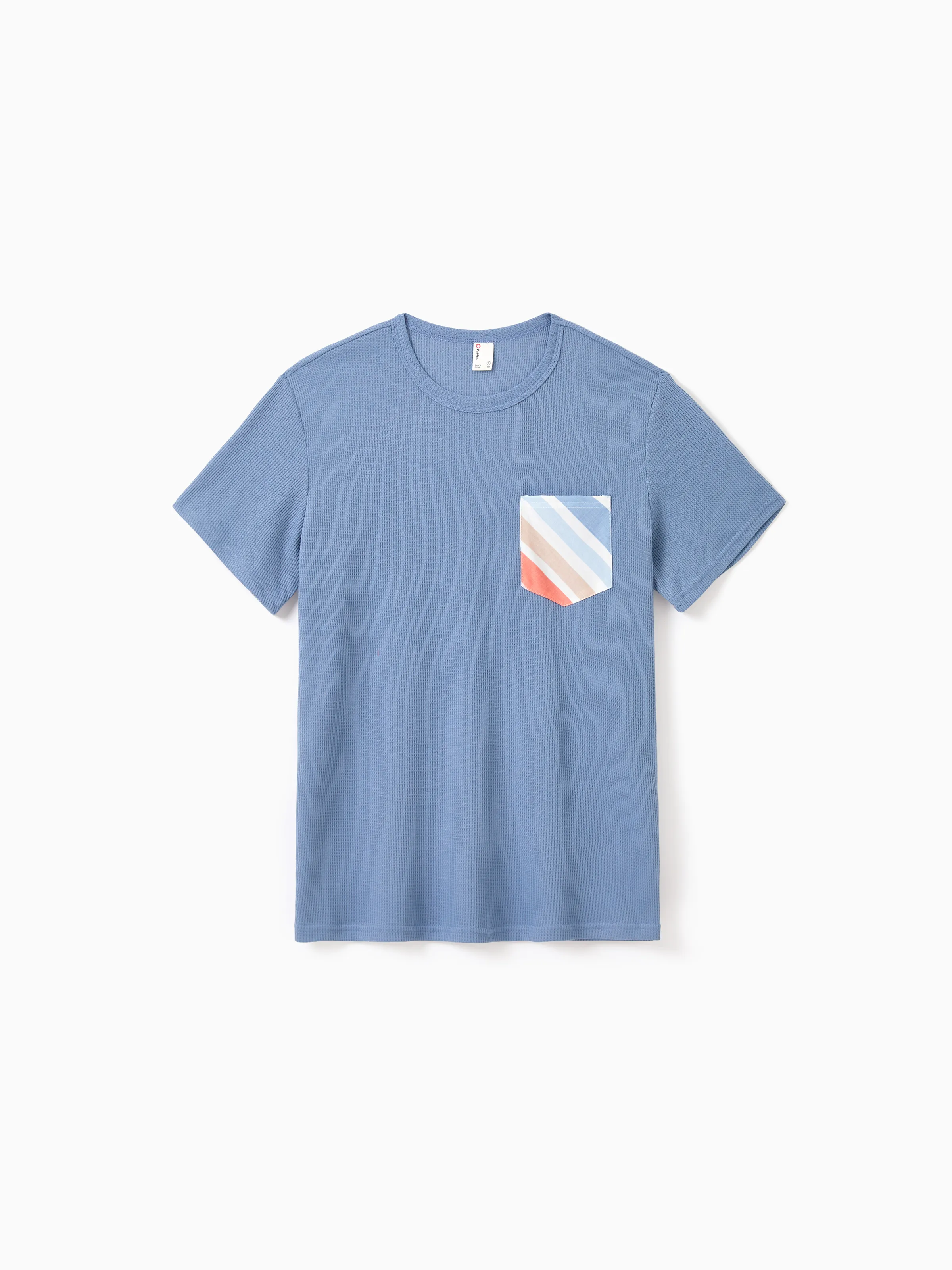 Daddy and Me Family Matching Blue Short-sleeve Tee or Colorful Stripe Camisole Dress Multi-color - Image 3