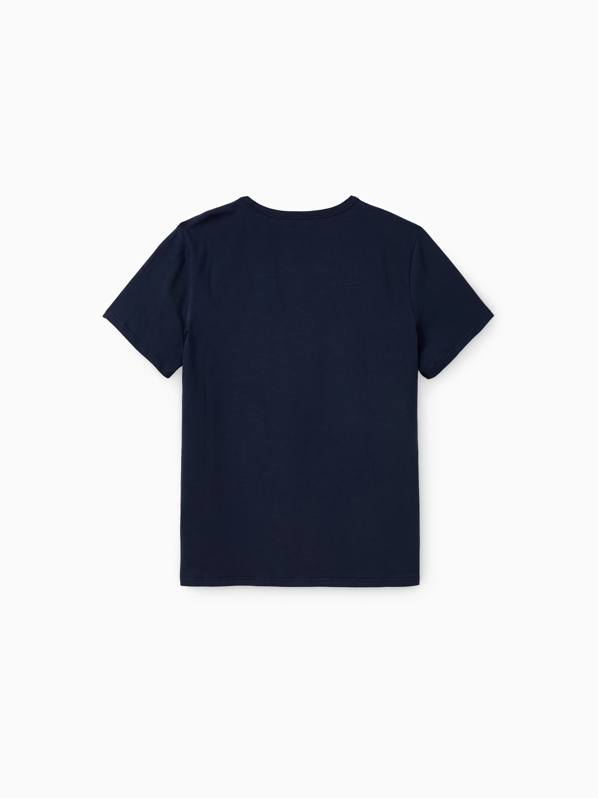 Daddy and Me Family Matching Sets Floral Panel Black tee and V-neck Strap Dress with Hidden Snap Deep Blue - Image 4