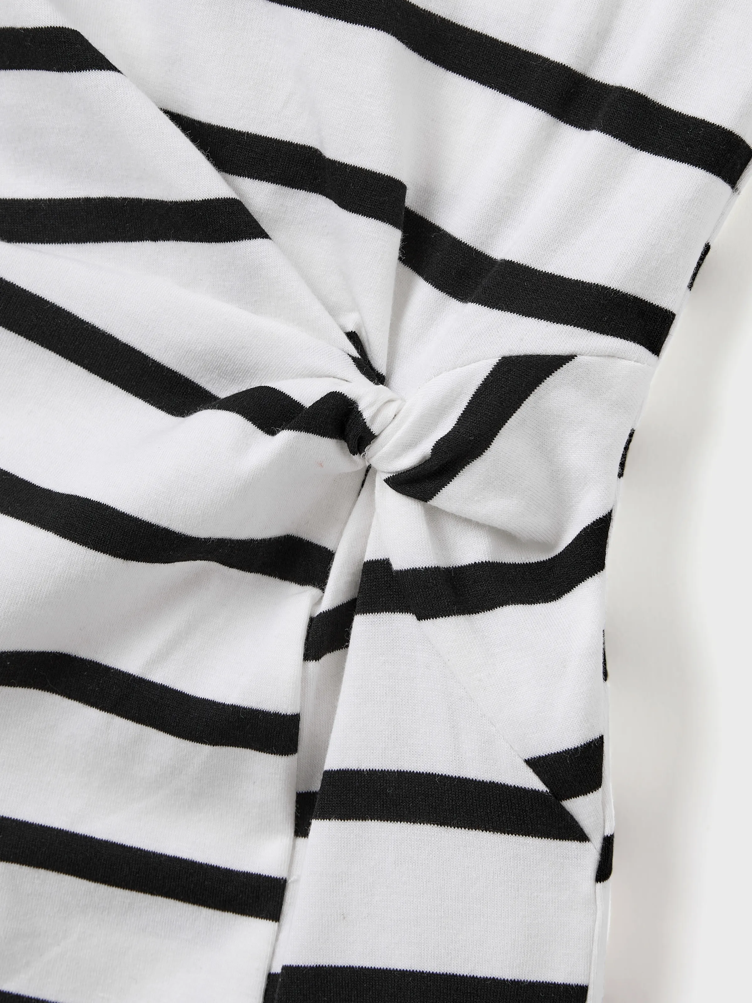 Daddy & Daughter Cotton Set Black and White Stripe T-shirt or Strap Bodycon Dress Black+White - Image 11