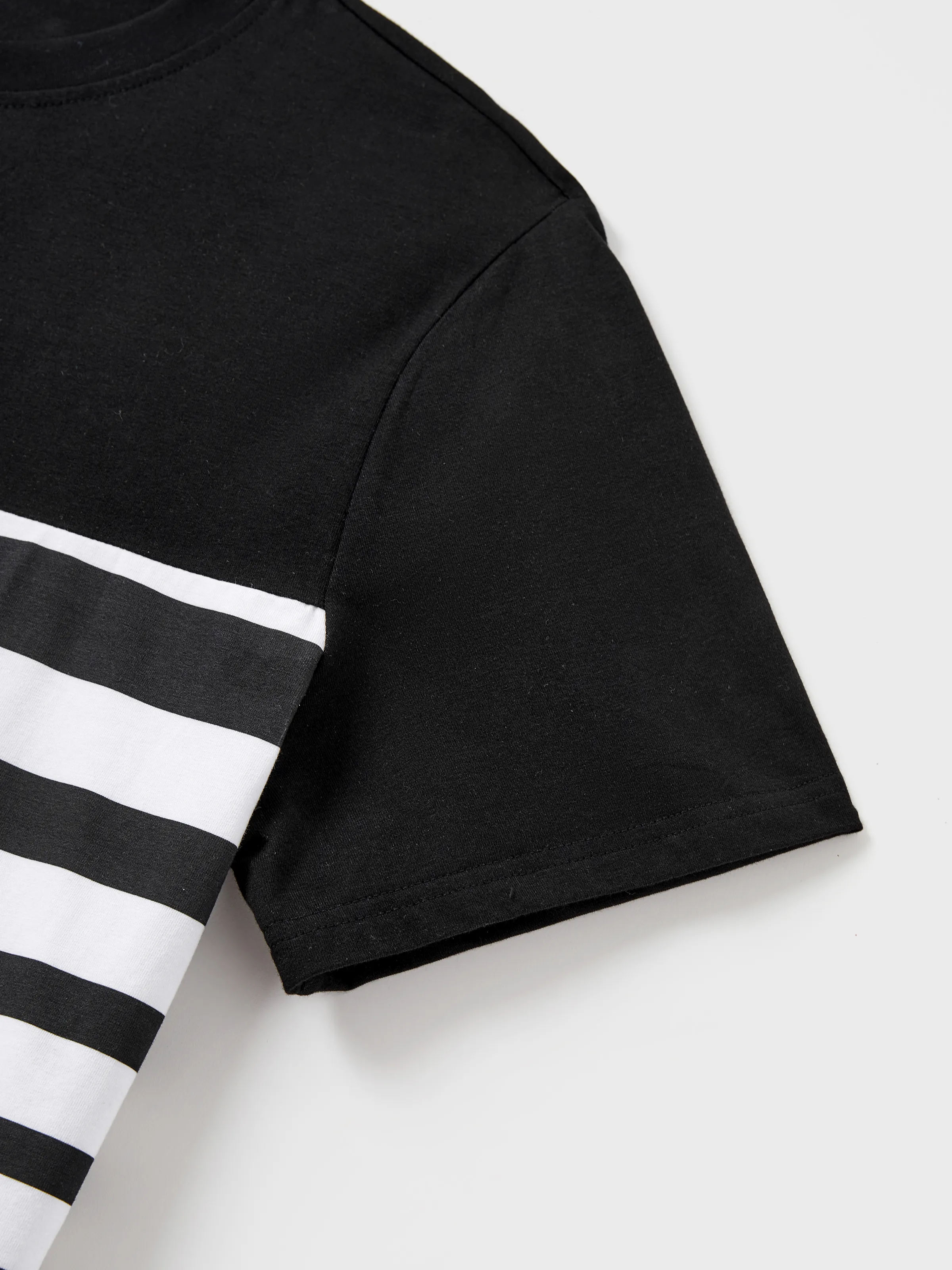 Daddy & Daughter Cotton Set Black and White Stripe T-shirt or Strap Bodycon Dress Black+White - Image 5