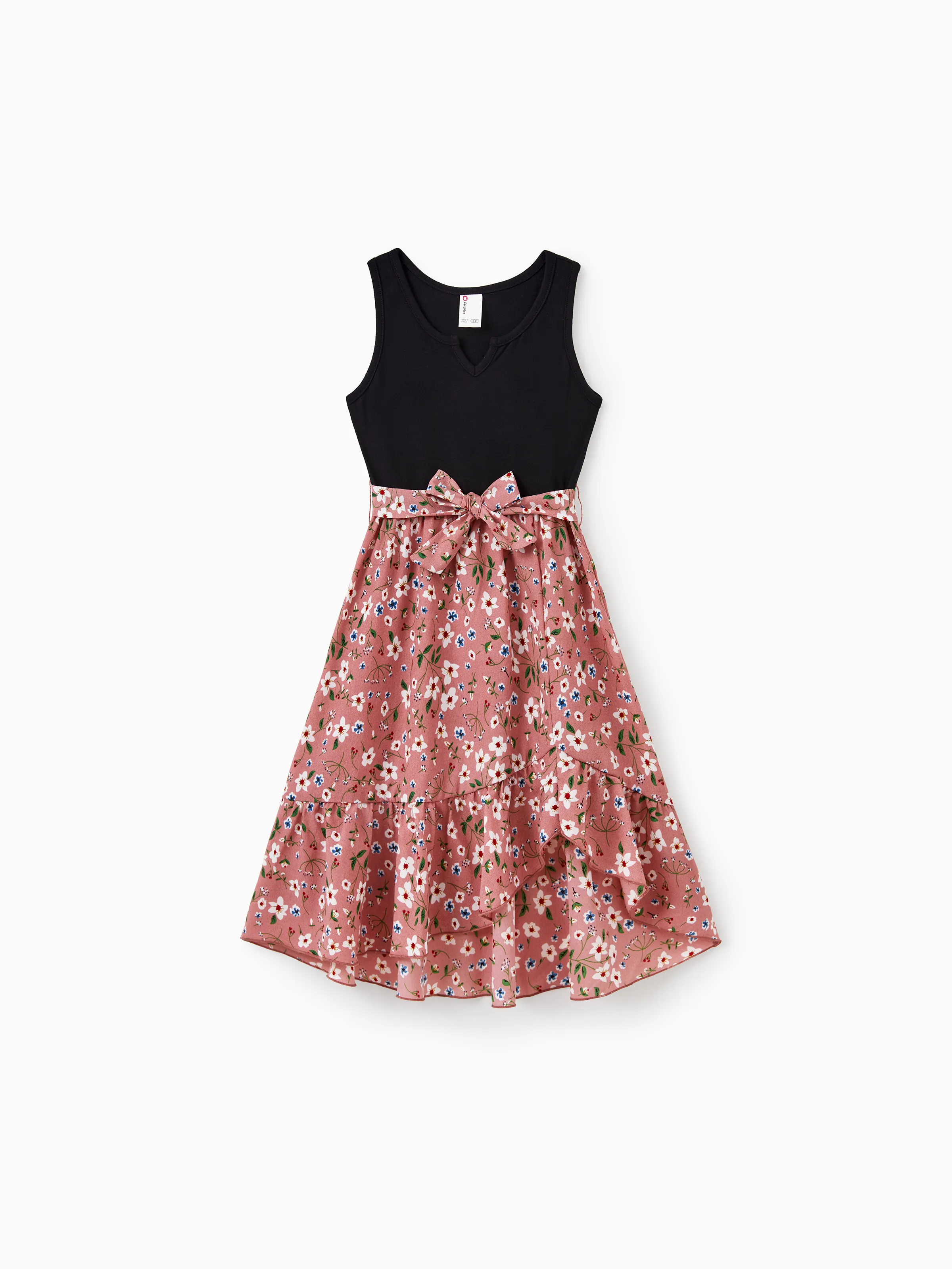 Daddy & Daughter Cotton T-Shirt & Dress Set Daddy / Mini Print Black Tee for Dad and boy, Floral Print splicing Dress for Mom, girl and Baby, Perfect for Summer Family Outings Black - Image 8