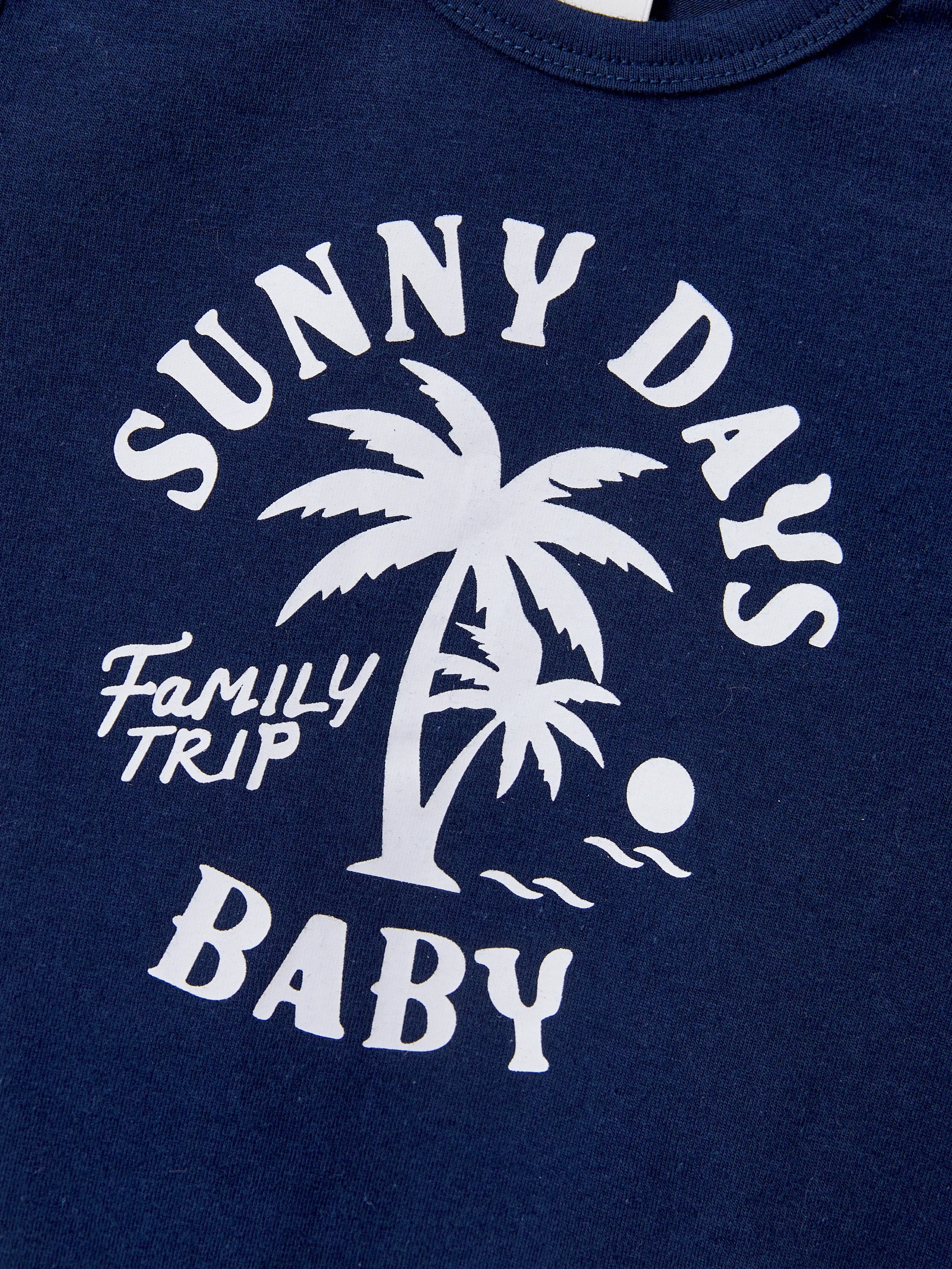 Daddy & Daughter Cotton T-Shirt & Dress Set – Sunny Days Palm Print for Dad, Mom, Baby & Toddler, Perfect for Summer Vacations & Family Outings Tibetan blue - Image 17