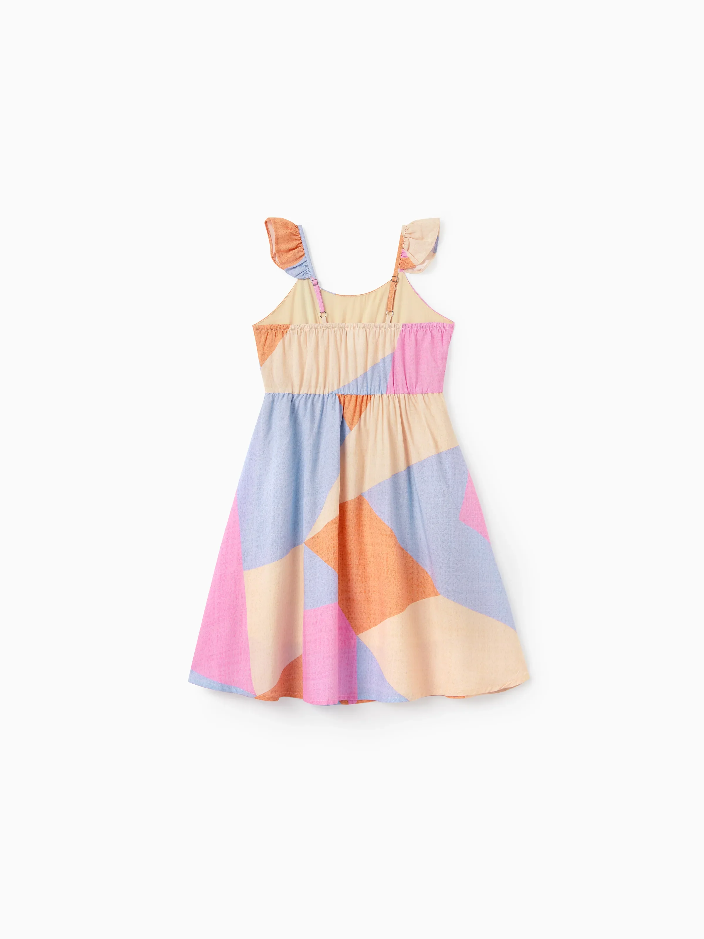 Daddy & Daughter Outfits Set Colorblock Sleeveless Strappy Dress or Short-sleeve T-shirt Multi-color - Image 14