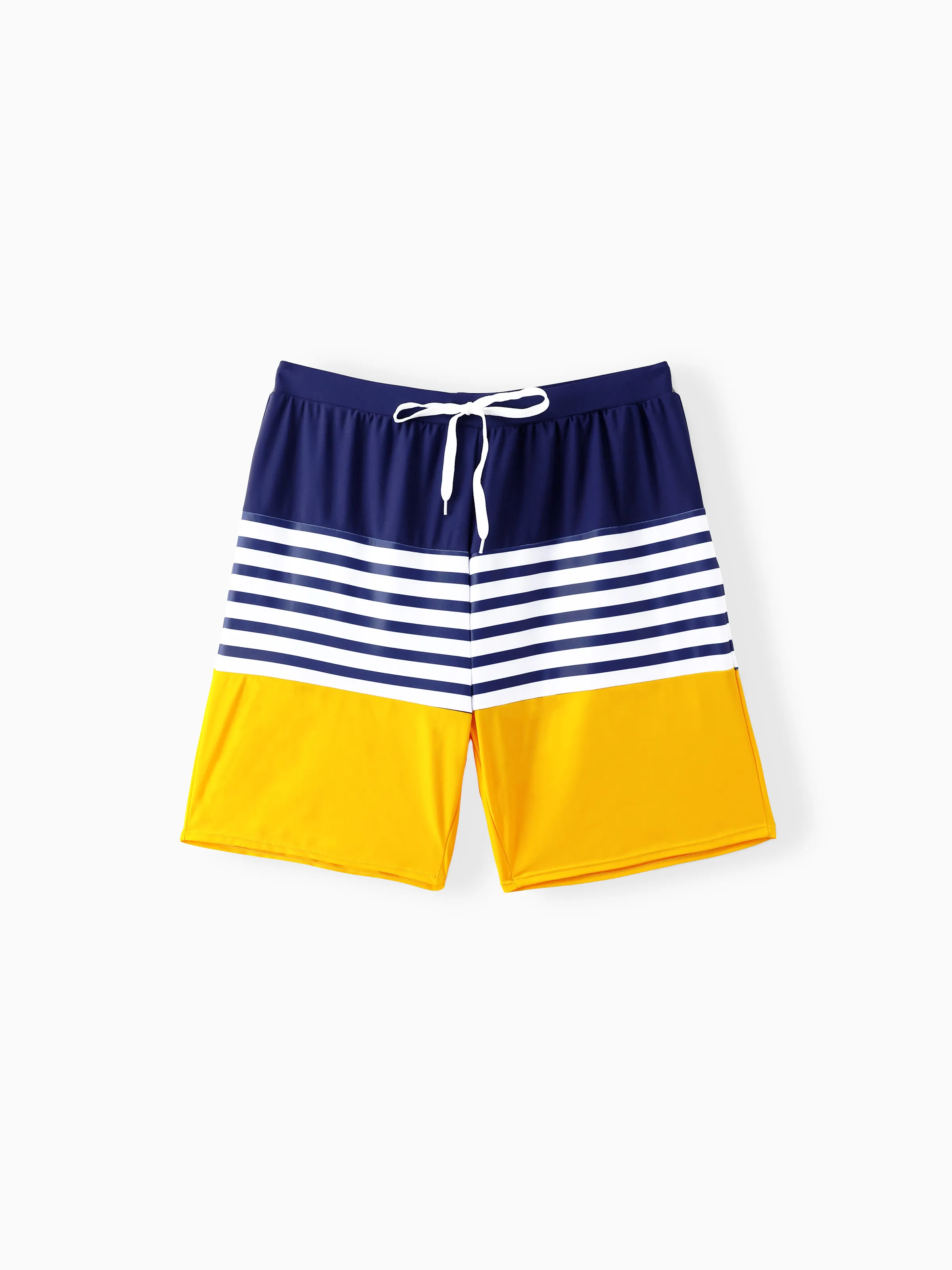 Daddy & Daughter Stripe & Colorblock Spliced One Piece Swimsuit or Swim Trunks Shorts ColorBlock - Image 2