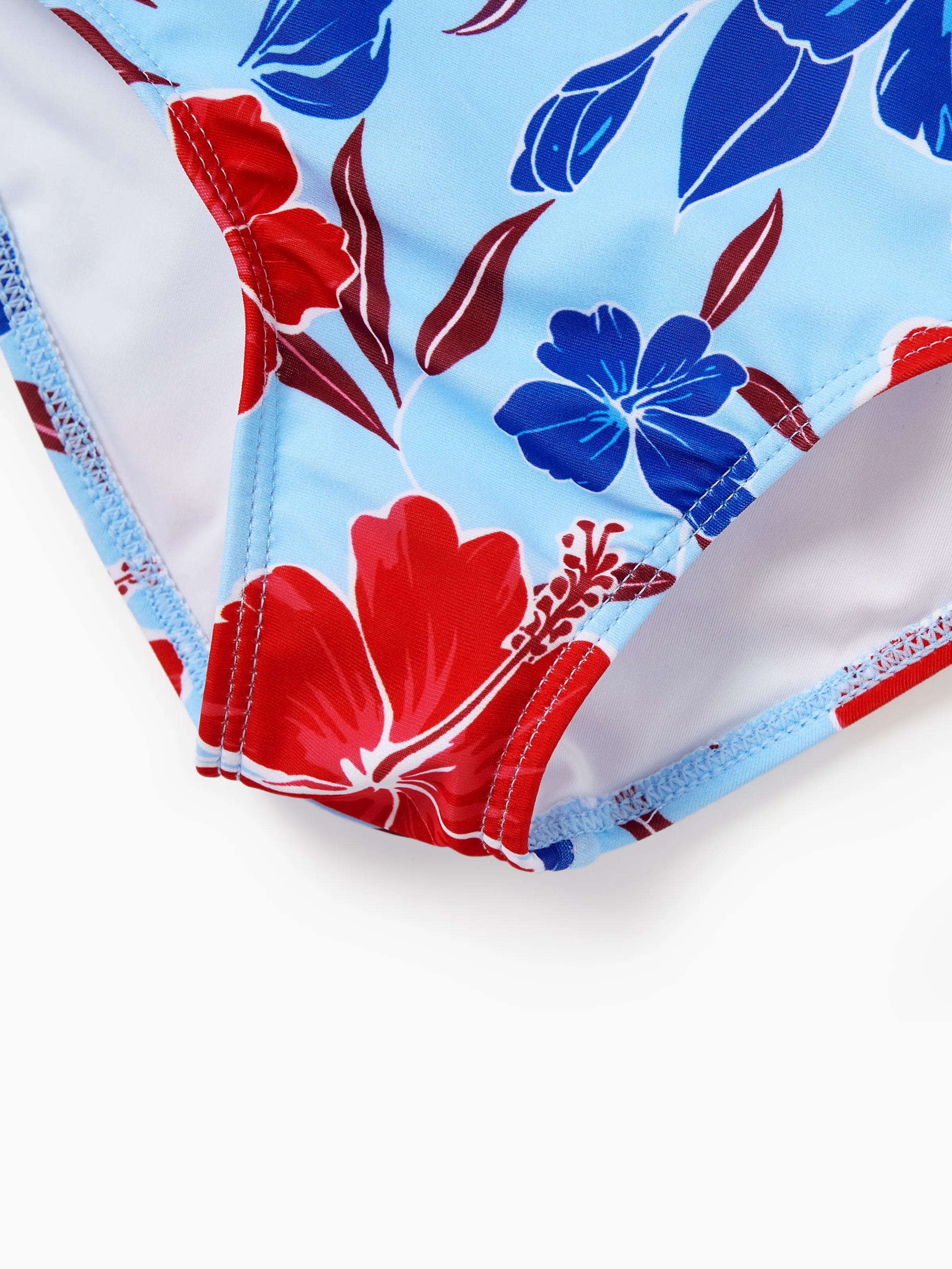 Daddy & Daughter Swimwear Floral Print Bikini & Swim Trunks Set for Mom, Dad, & Kids, Perfect for Summer Beach Days & Pool Parties Red - Image 12