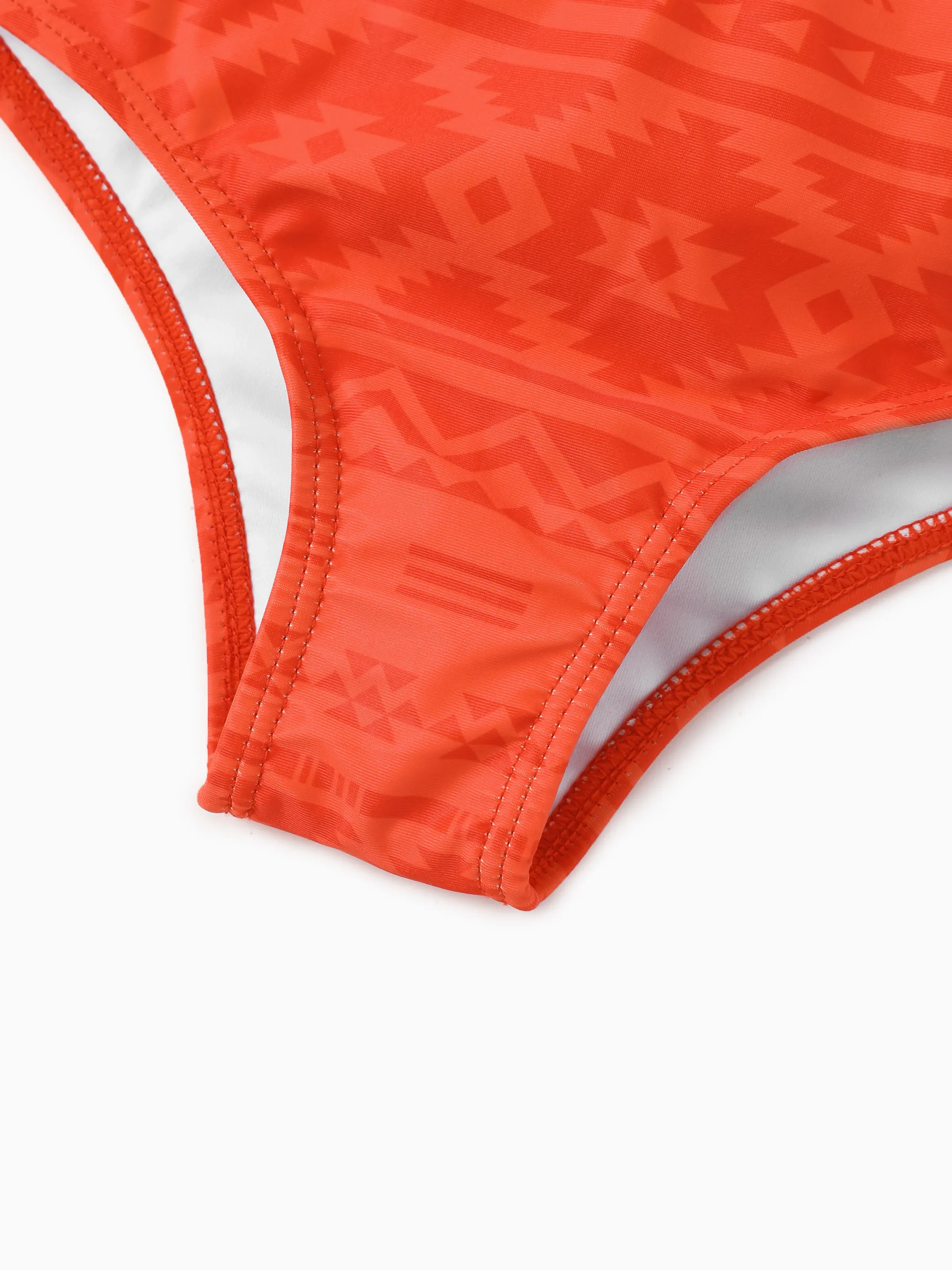 Daddy & Daughter Tropical Floral Print Swim Trunk or Ruffle Trim Bikini with Optional Beach Cover-Up Dress Orange - Image 6