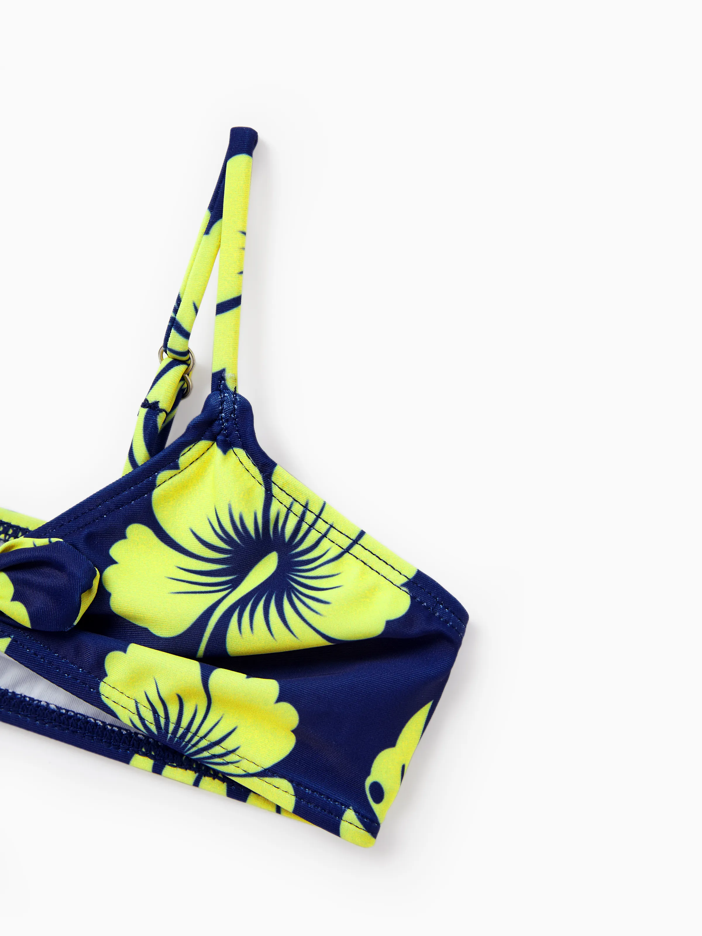 Daddy & Daughter Tropical Floral Swimsuits Halter Bikini & Swim Trunks Set Deep Blue - Image 15