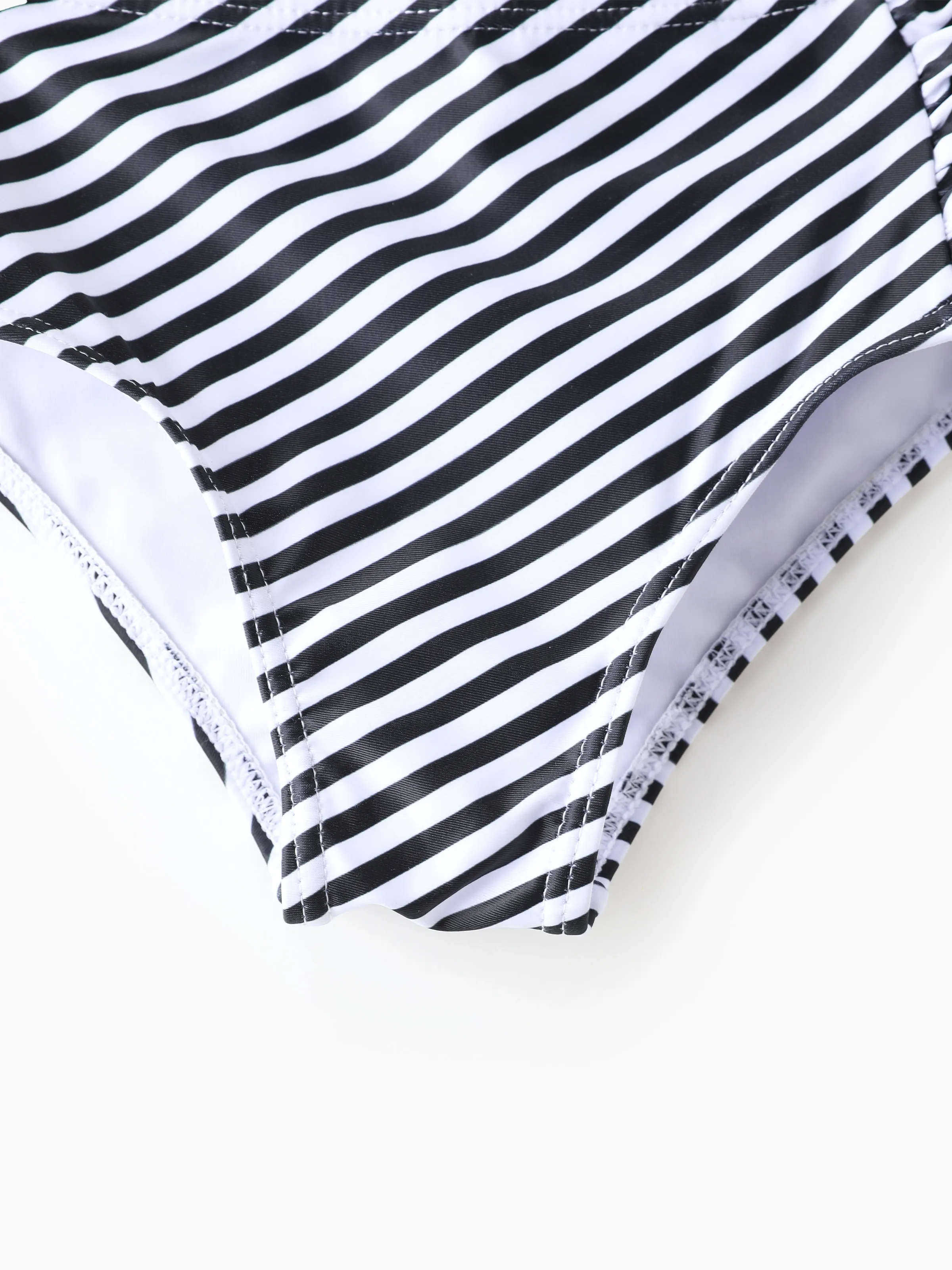 Daddy & Daughter Vertical Stripe Drawstring Swim Drunks or Besties Printed Crop Tank Bikini Khaki - Image 11