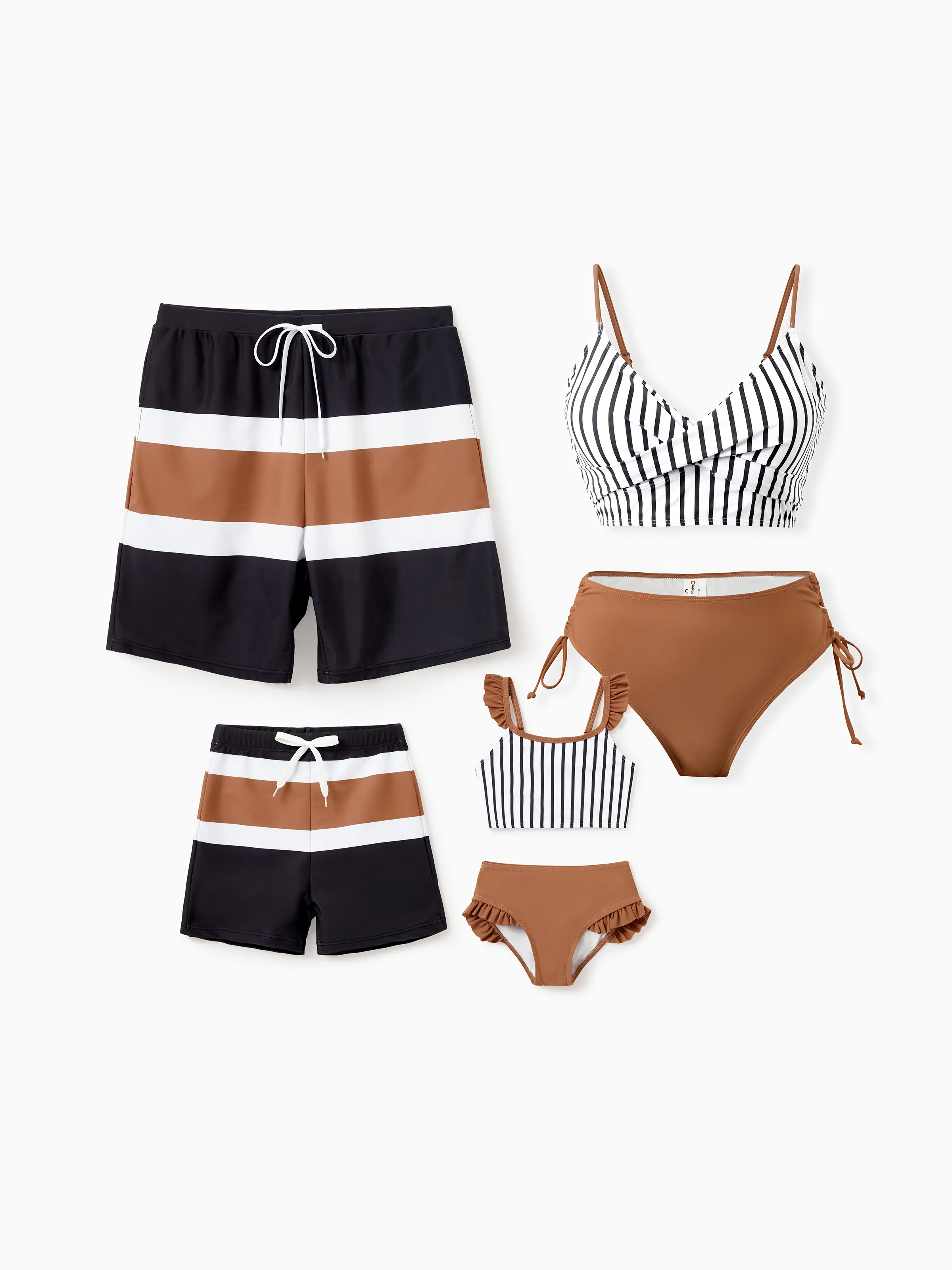 Daddy & Son Color Block Swimsuits Striped Bikini & Swim Trunks Set Color block - Image 2