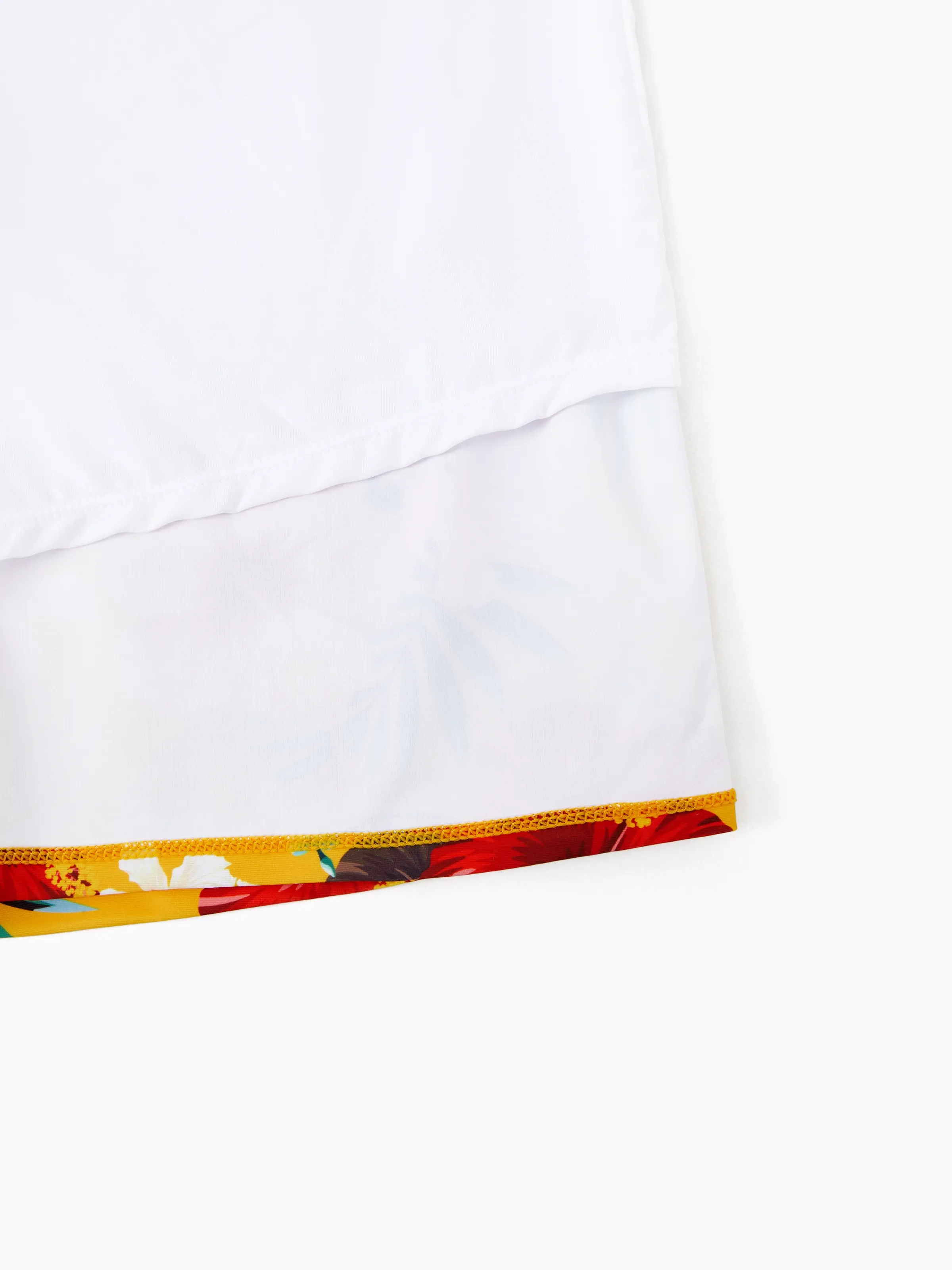 Daddy & Son Floral Drawstring Swim Trunks with Triangle Swim Bottom Yellow - Image 7
