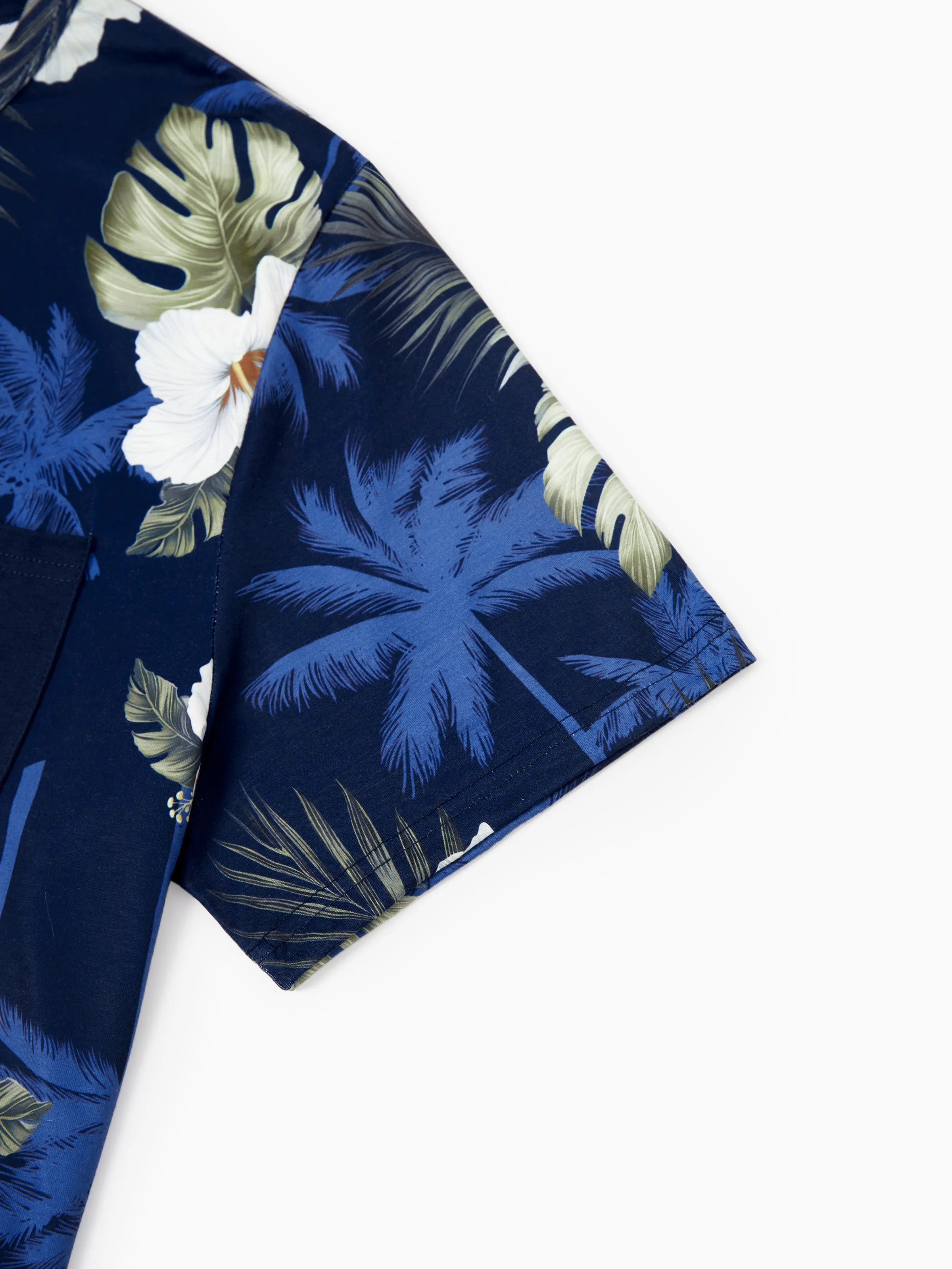Daddy & Son Floral Print Cotton Top Short-sleeve Shirt Deep Blue - Image 6