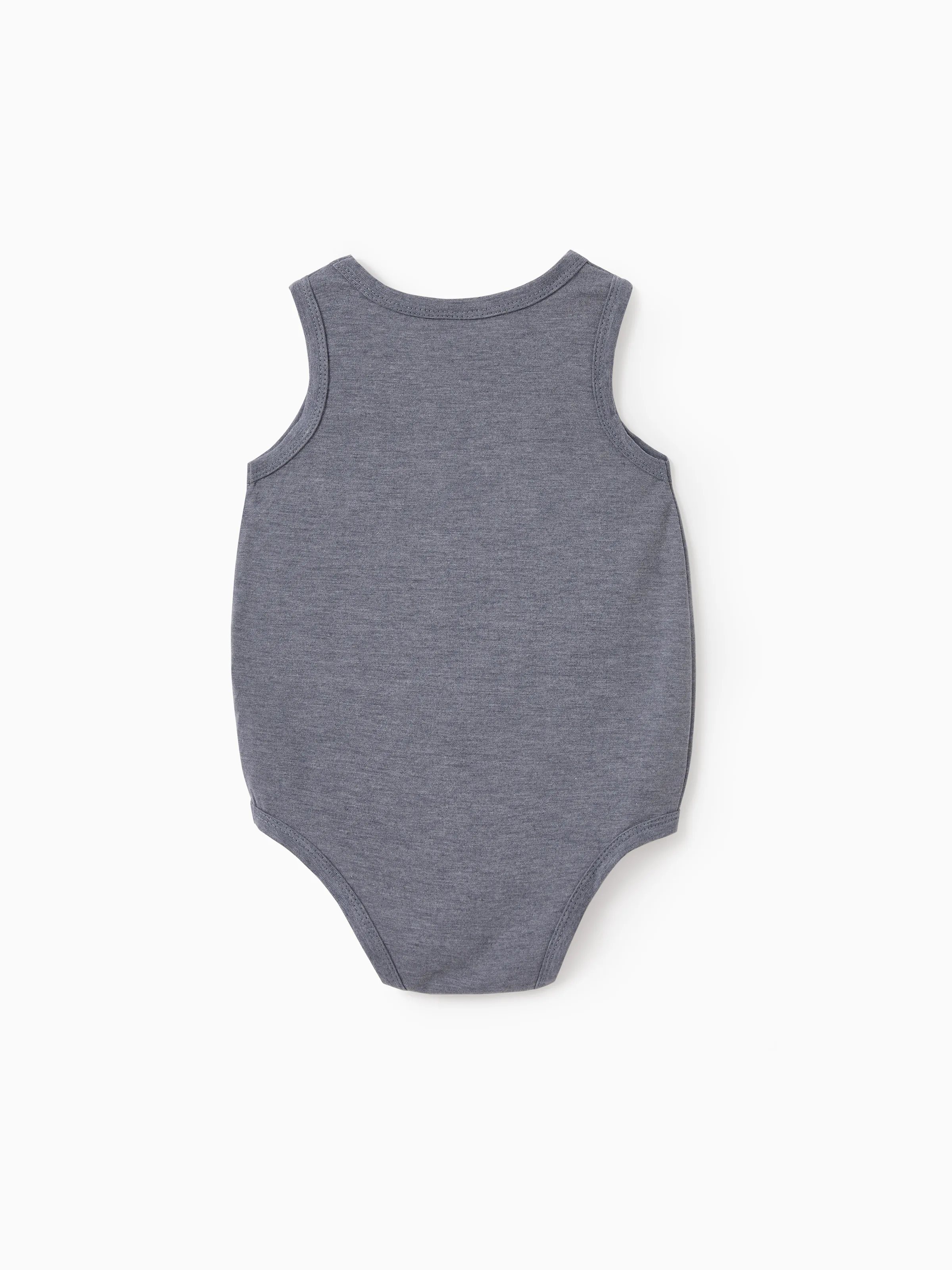 Daddy & Son Letter Print Sleeveless Tank Top Set Grey - Image 14