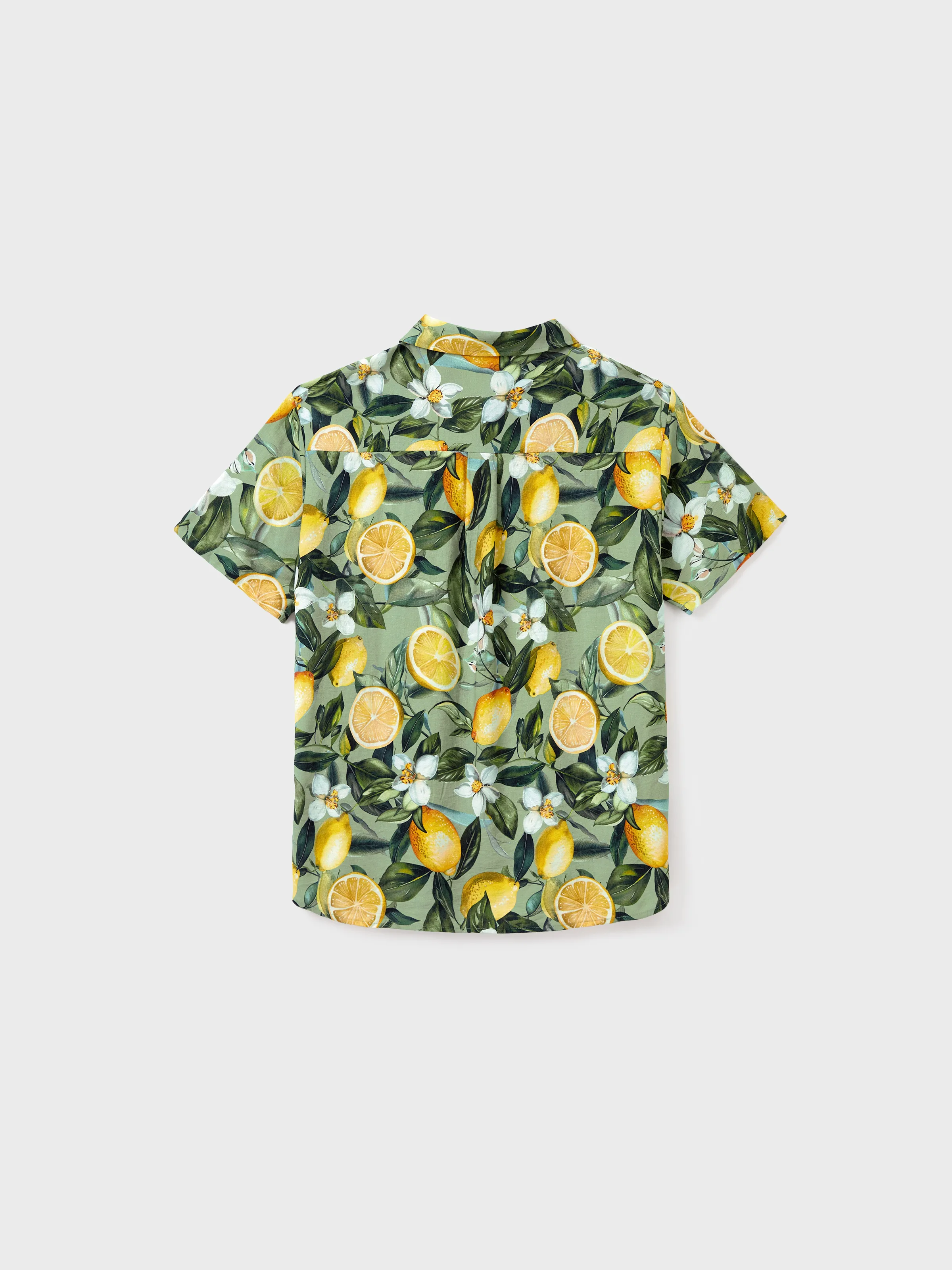 Daddy & Son Outfits – Lemon Print Hawaiian Shirts – Tropical Vacation Clothes for Men & Kids Green - Image 7
