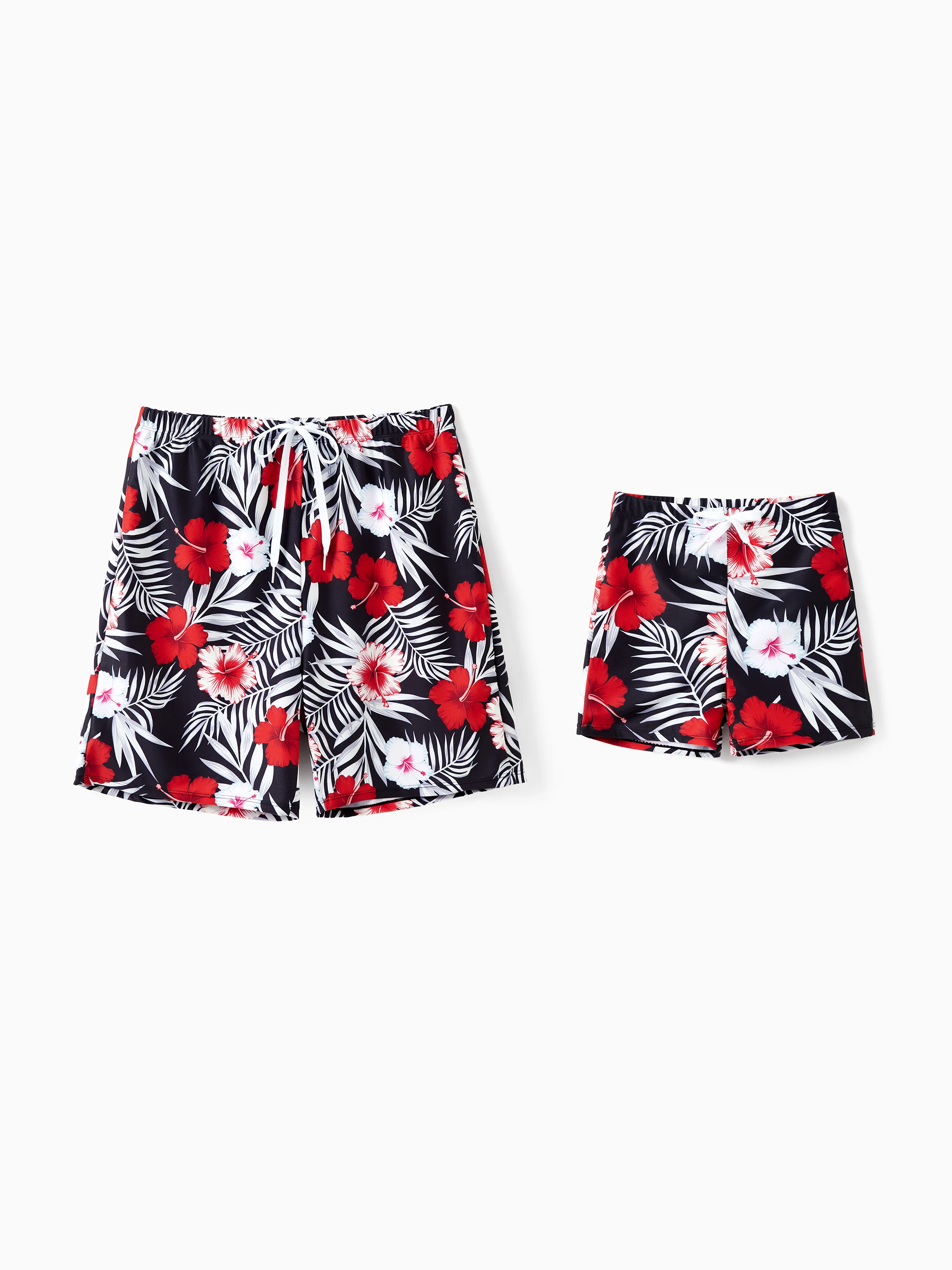 Daddy & Son Tropical Floral Swim Trunk Black