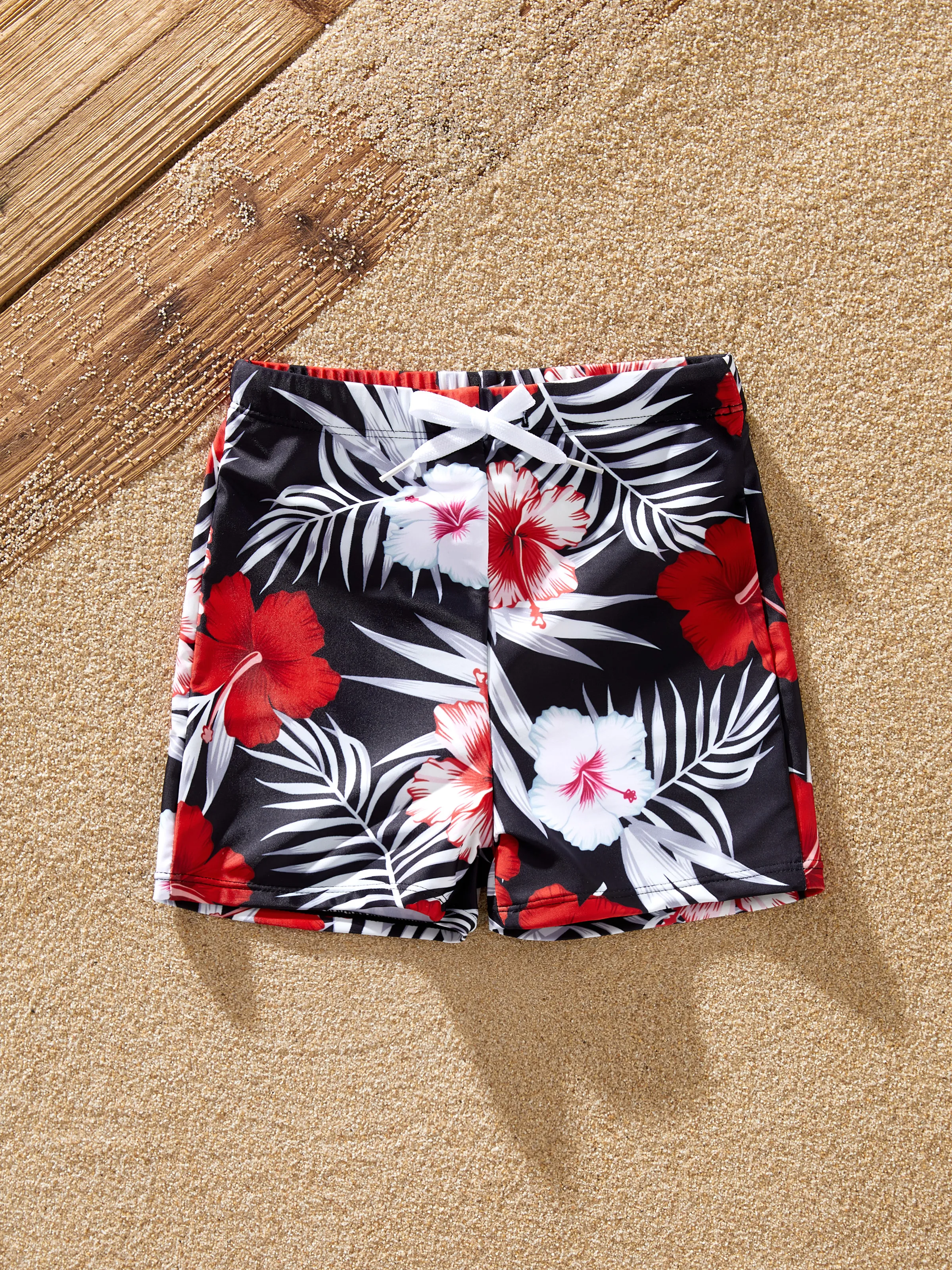 Daddy & Son Tropical Floral Swim Trunk Black - Image 10
