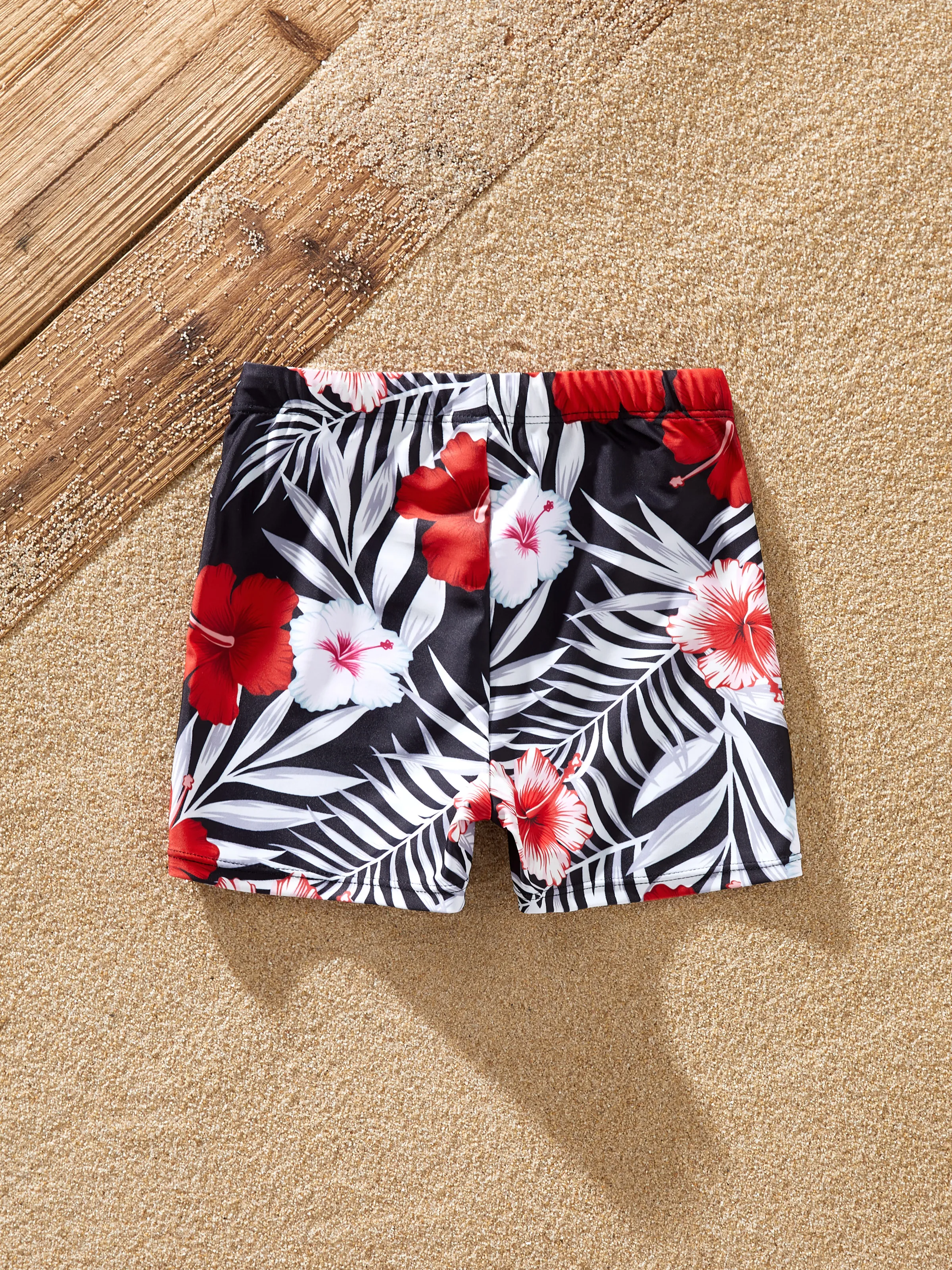 Daddy & Son Tropical Floral Swim Trunk Black - Image 11