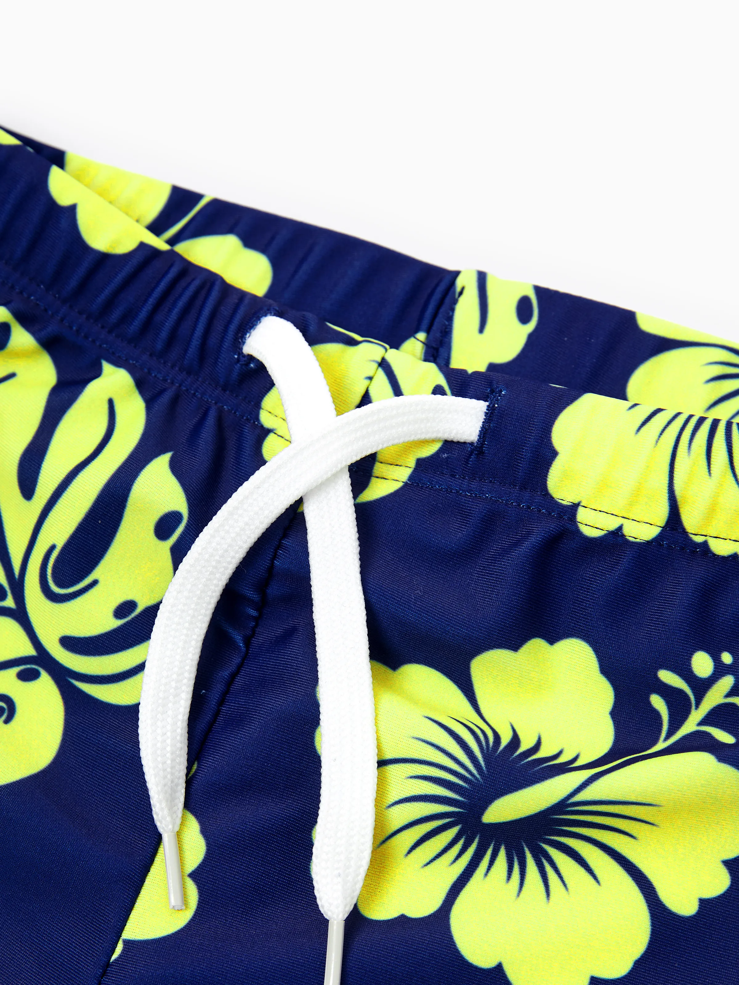 Daddy & Son Tropical Floral Swimsuits Halter Bikini & Swim Trunks Set Deep Blue - Image 15