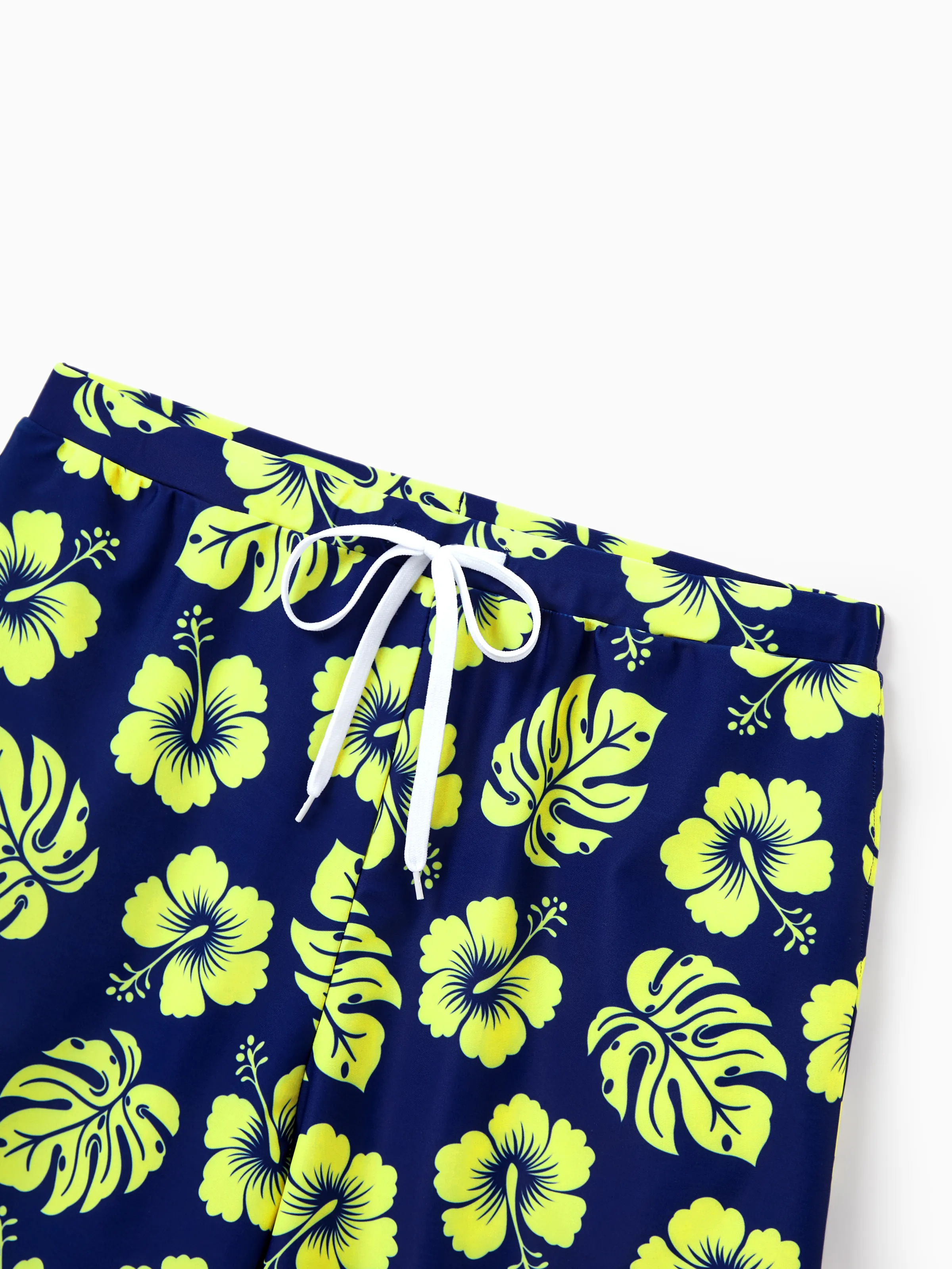 Daddy & Son Tropical Floral Swimsuits Halter Bikini & Swim Trunks Set Deep Blue - Image 8