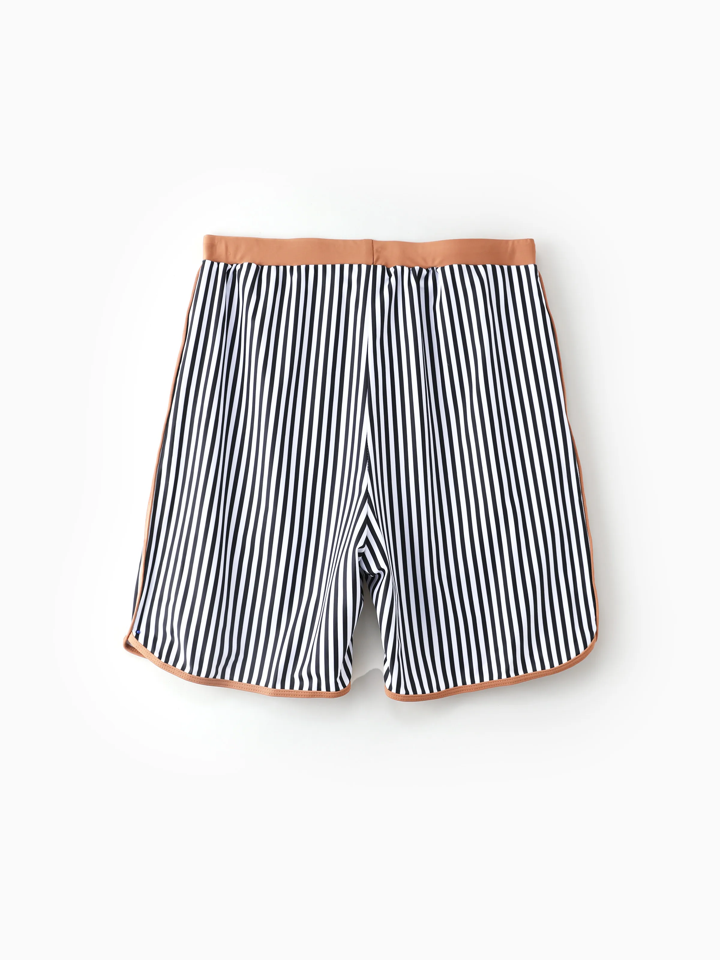 Daddy & Son Vertical Stripe Drawstring Swim Drunks Khaki - Image 4
