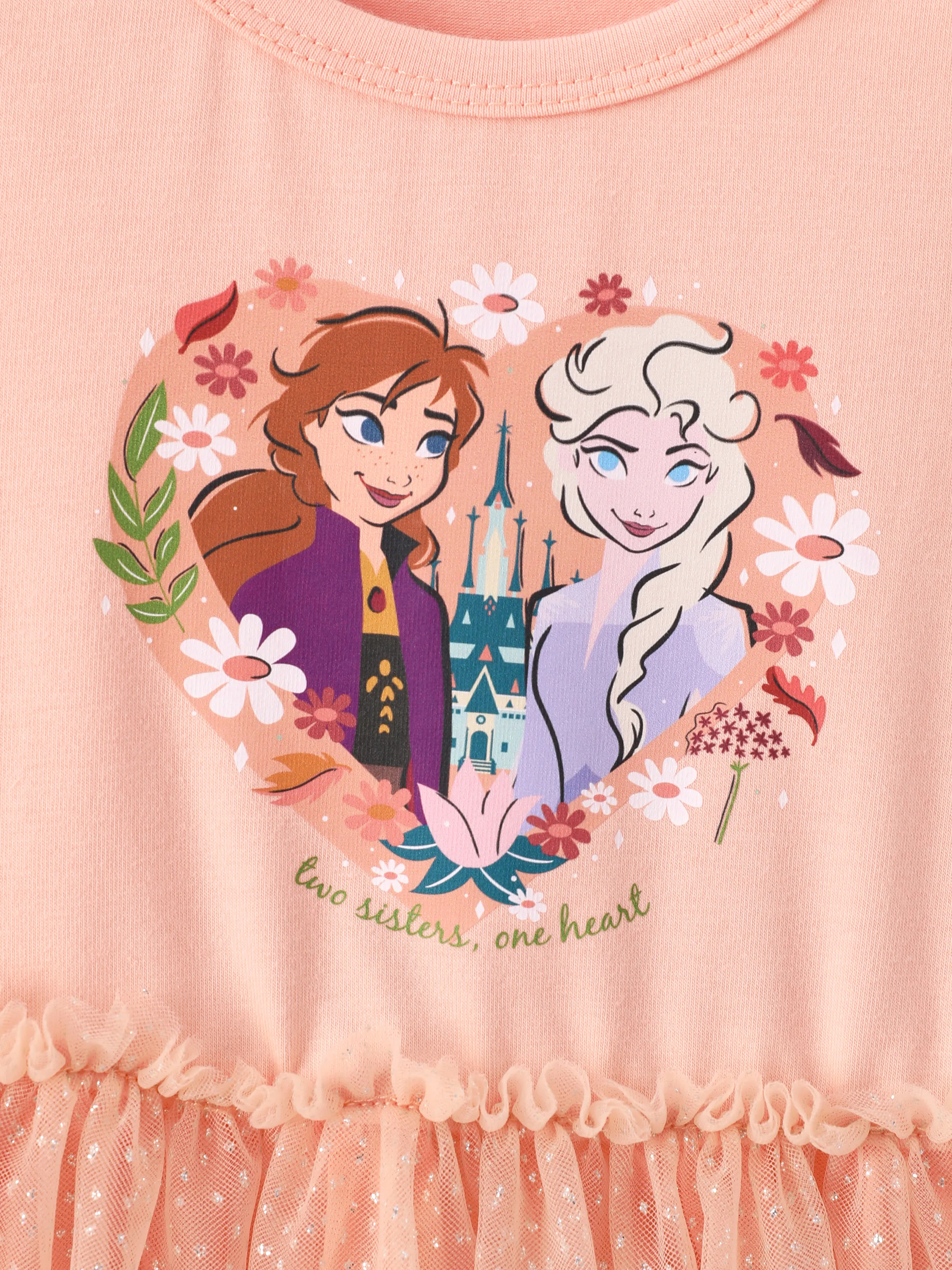 Disney Frozen Toddler Girl Elsa & Anna Mesh Spliced Tulle Dress Orange - Image 2